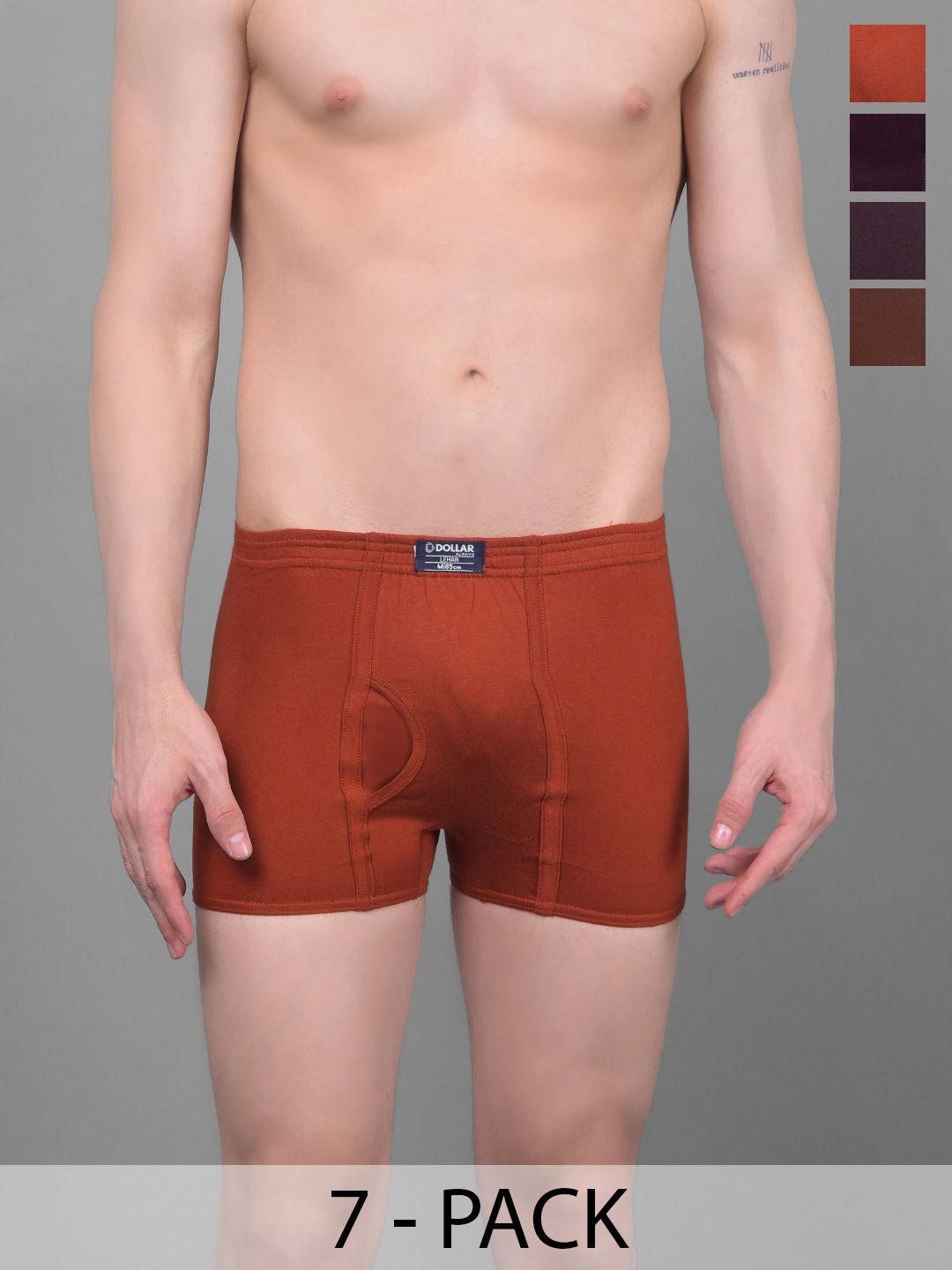 Dollar Lehar Mens Combed Cotton Trunk - Pack of 7 - Assorted