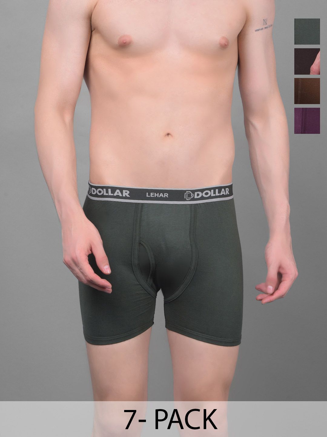 Dollar Lehar Mens Combed Cotton Trunk - Pack of 7 - Assorted