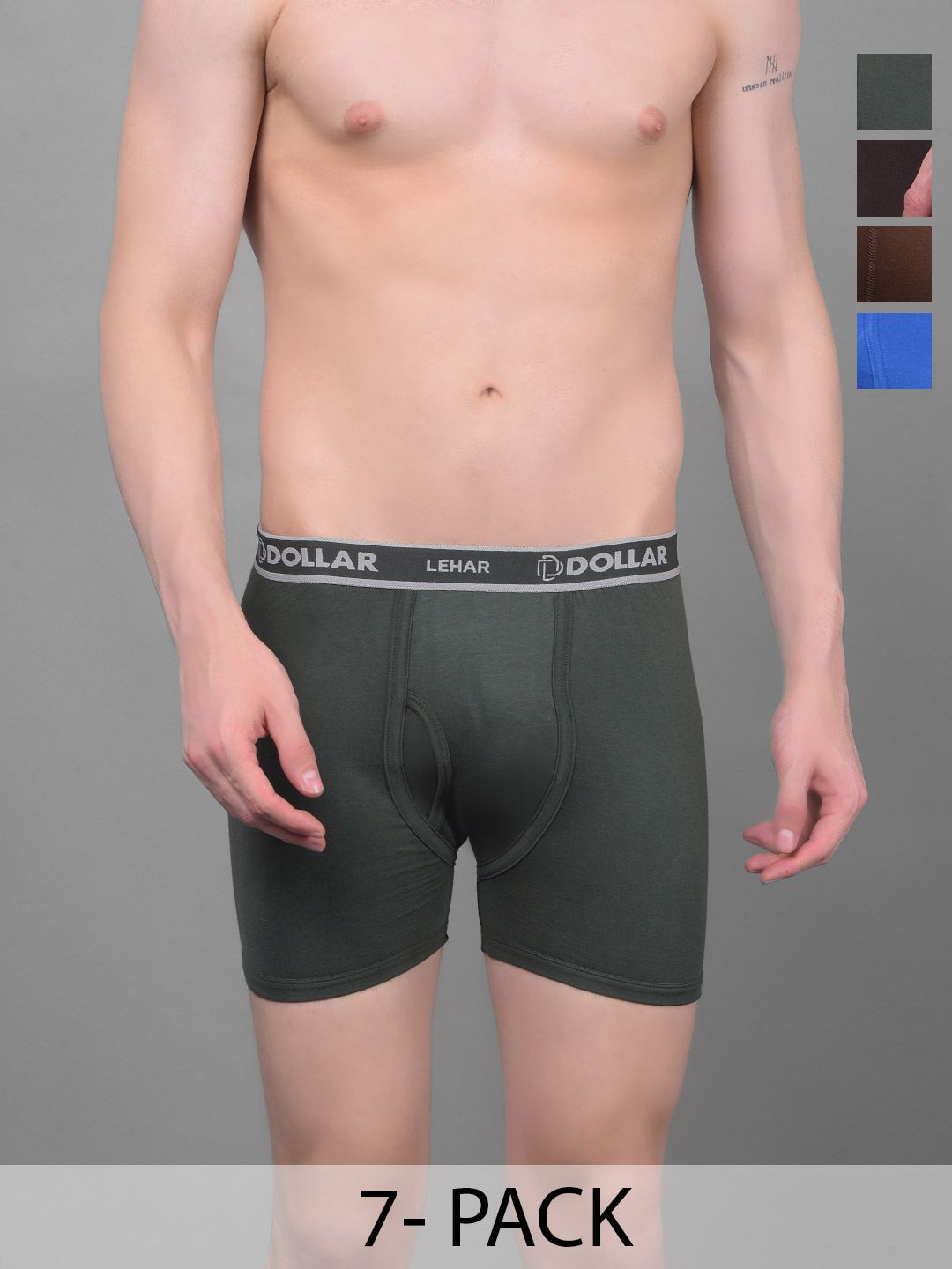 Dollar Lehar Mens Combed Cotton Trunk - Pack of 7 - Assorted