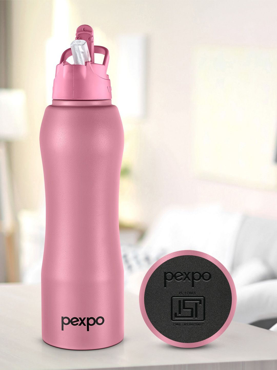 Pexpo BELLY Refrigerator Stainless Steel Single wall Rosy Brown Water Bottle- 1000ml deal from myntra