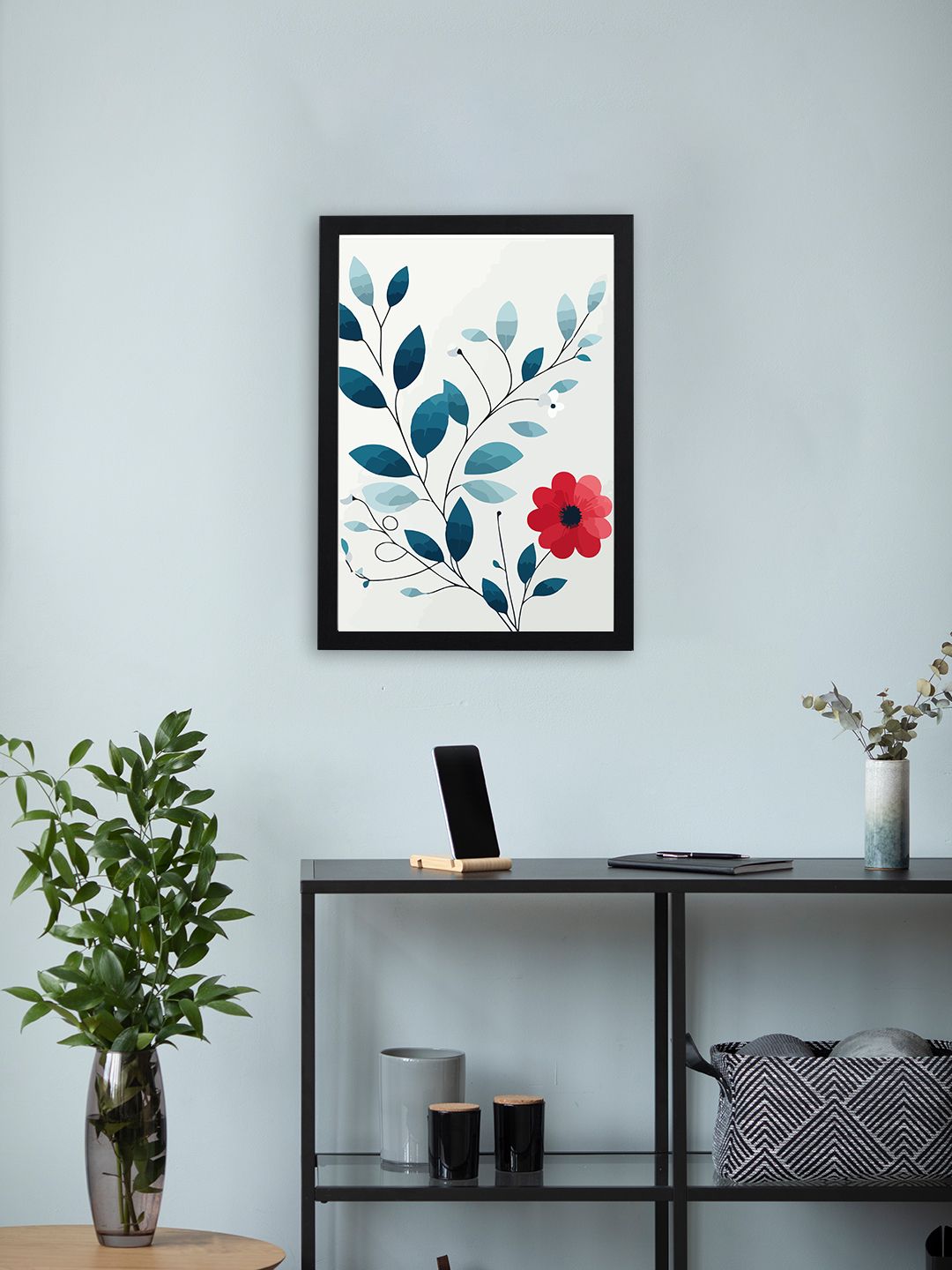 Giftii White & Green Printed Wooden Framed Wall Art