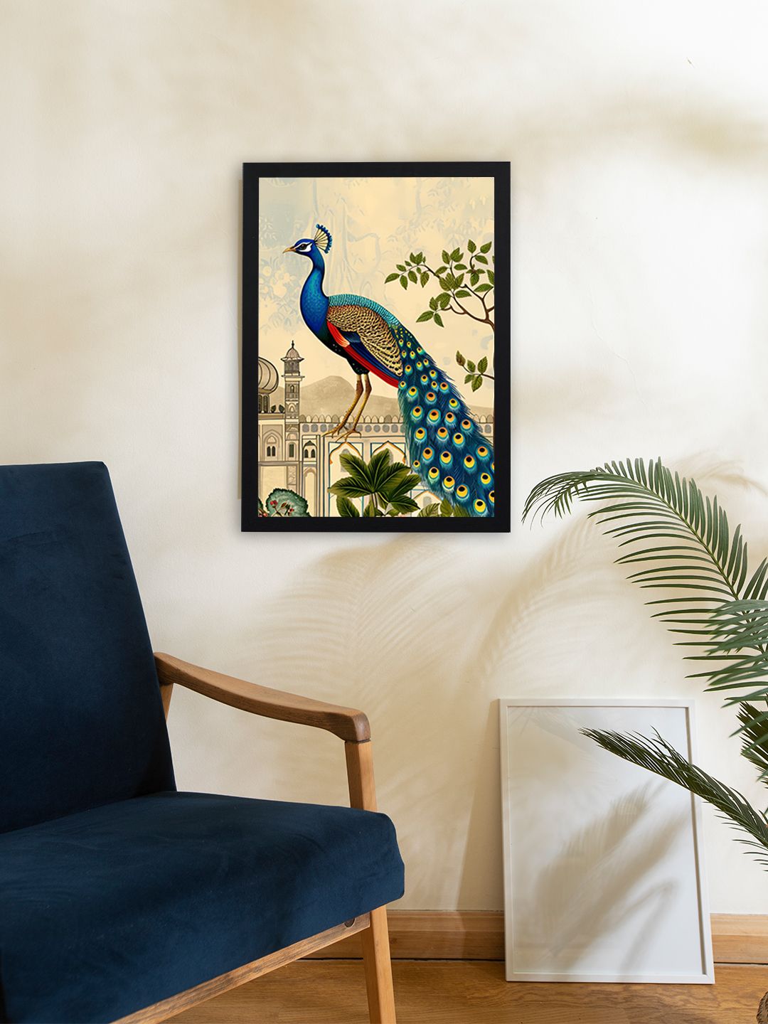 Giftii Red & Green Peacock Printed Wooden Framed Wall Art