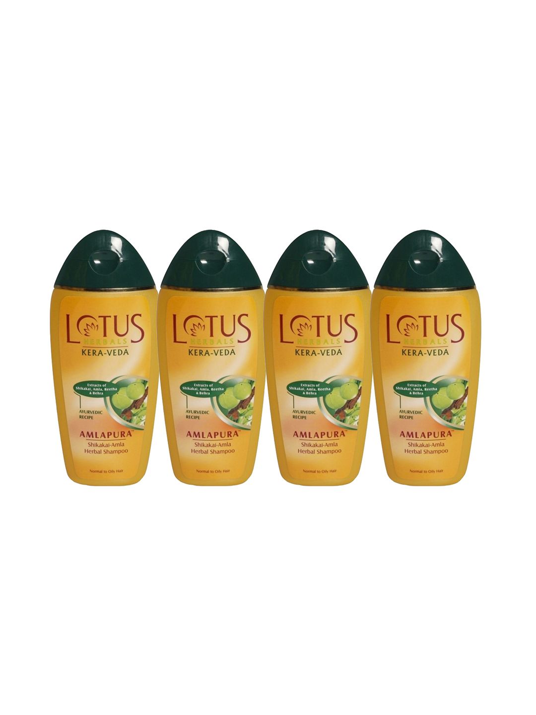 Lotus Herbals Set Of 4 Kera-Veda Amlapura Shikakai Amla Herbal Shampoo- 200ml Each