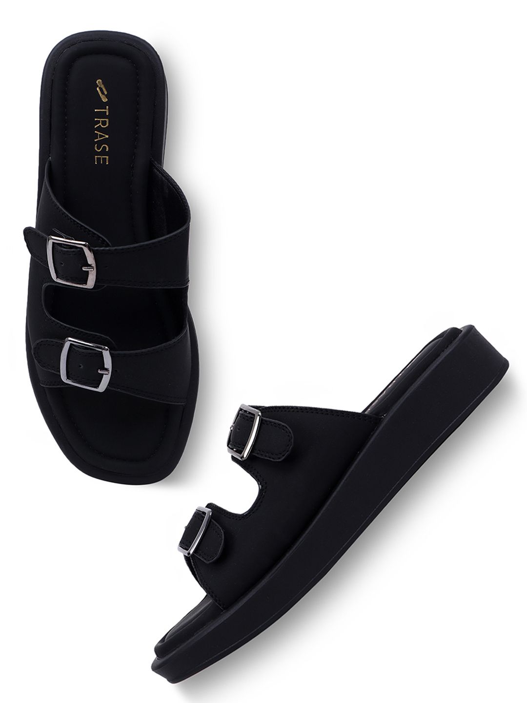 TRASE Women Open Toe Flats with Buckles