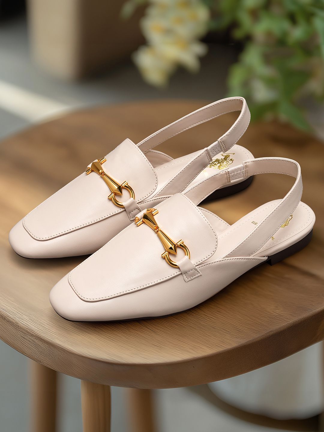 Slingback Square Toe Flats U.S. Polo Assn. Women Amalia Nude Ballerinas
