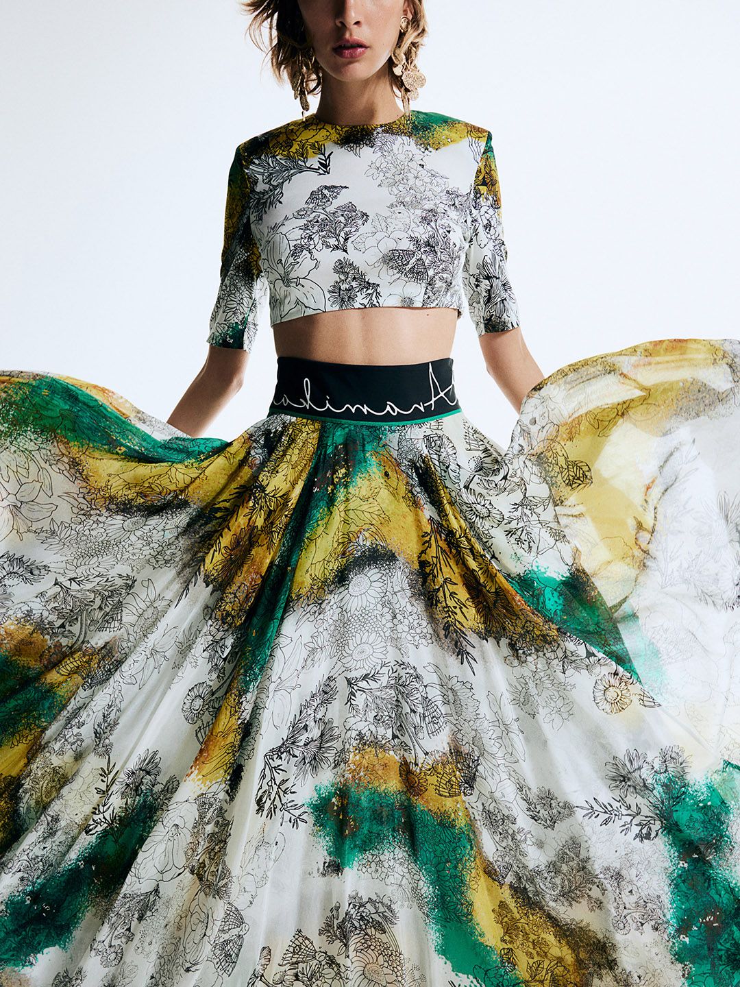 新品 Floral Motif Printed Skirt mame Buy H&M Floral-Motif Printed Flared Maxi Skirt - Skirts for Women