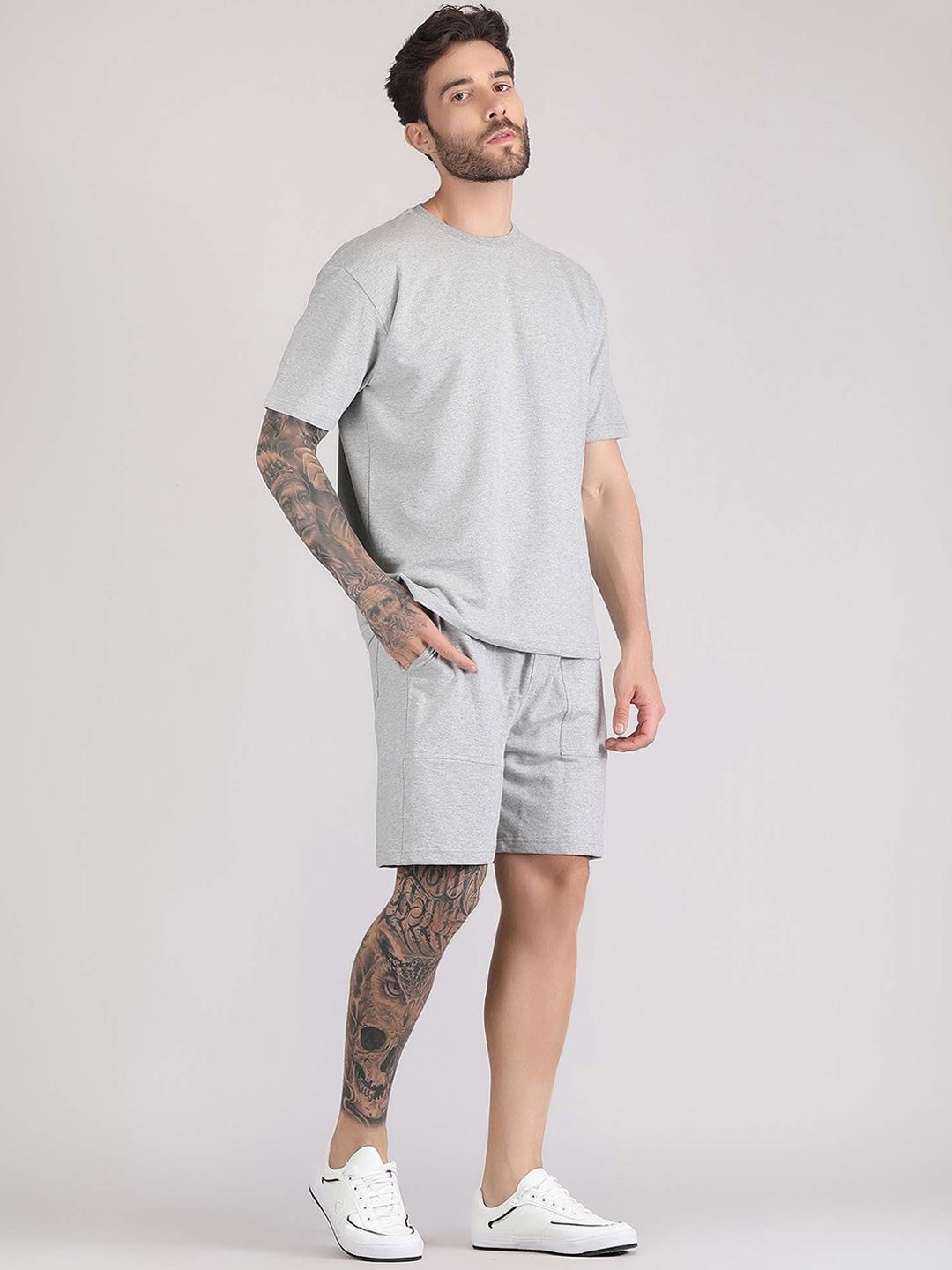 Raxedo Raxedo Men Pure Cotton Baggy T-Shirt &  Shorts Co-Ord Set