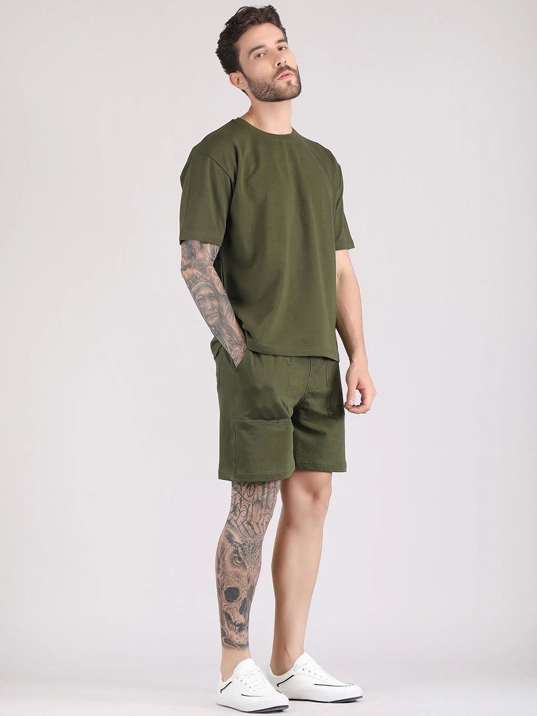 Raxedo Raxedo Men Pure Cotton Baggy T-Shirt &  Shorts Co-Ord Set