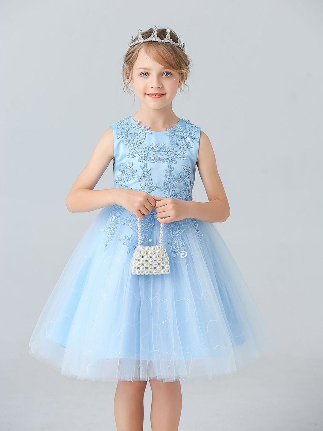 JC SPARKLE Girls Lace Detail Fit & Flare Dress