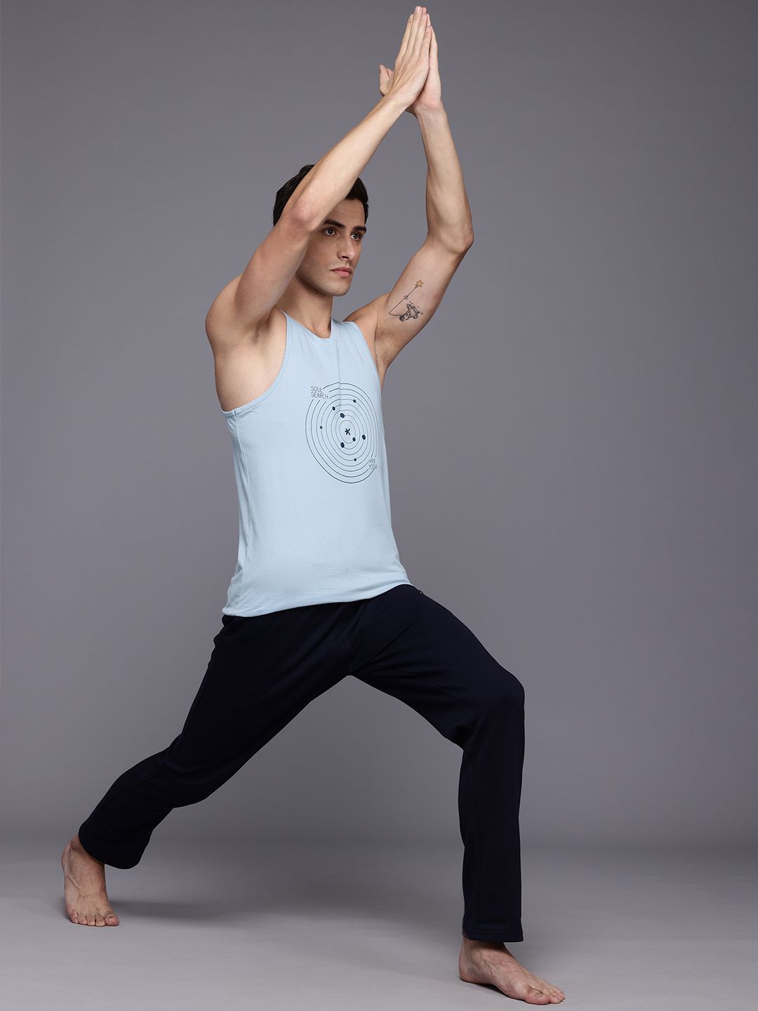 HRX by Hrithik Roshan Sleeveless Graphic Printed Pure Cotton Yoga T-shirt