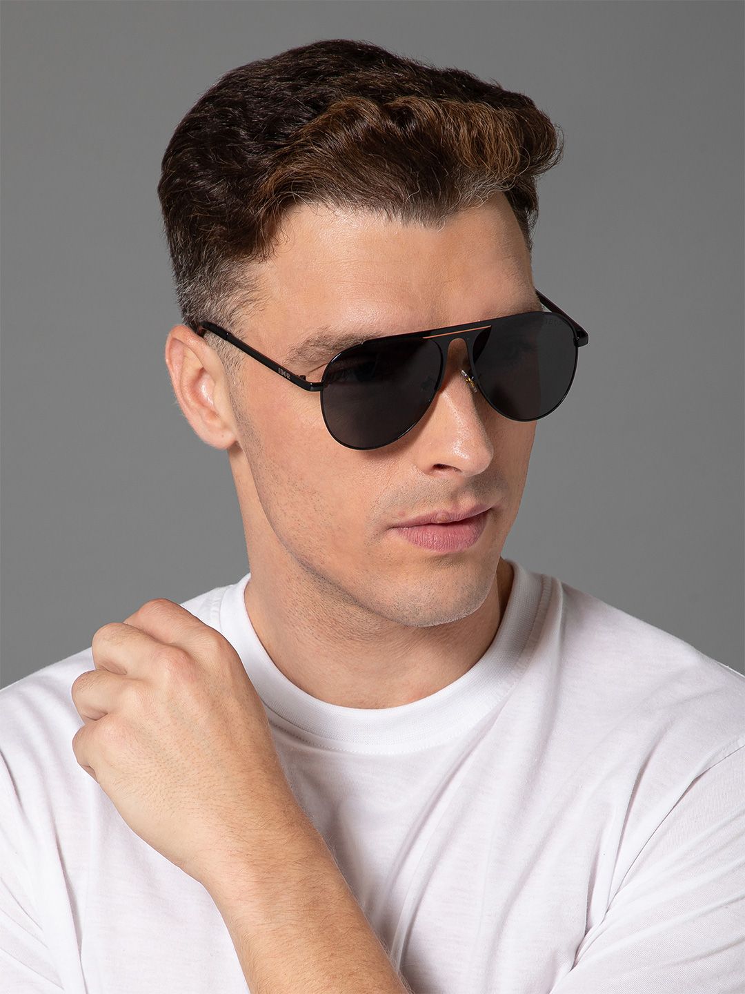 IDOR Unisex Aviator Sunglasses with UV Protected Lens IDOR-58203-GRY