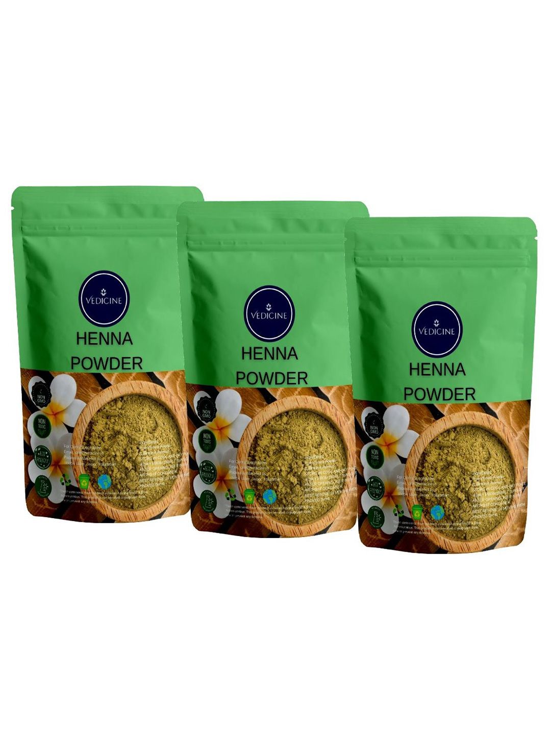 VEDICINE Set Of 3 Henna Powder-100g Each