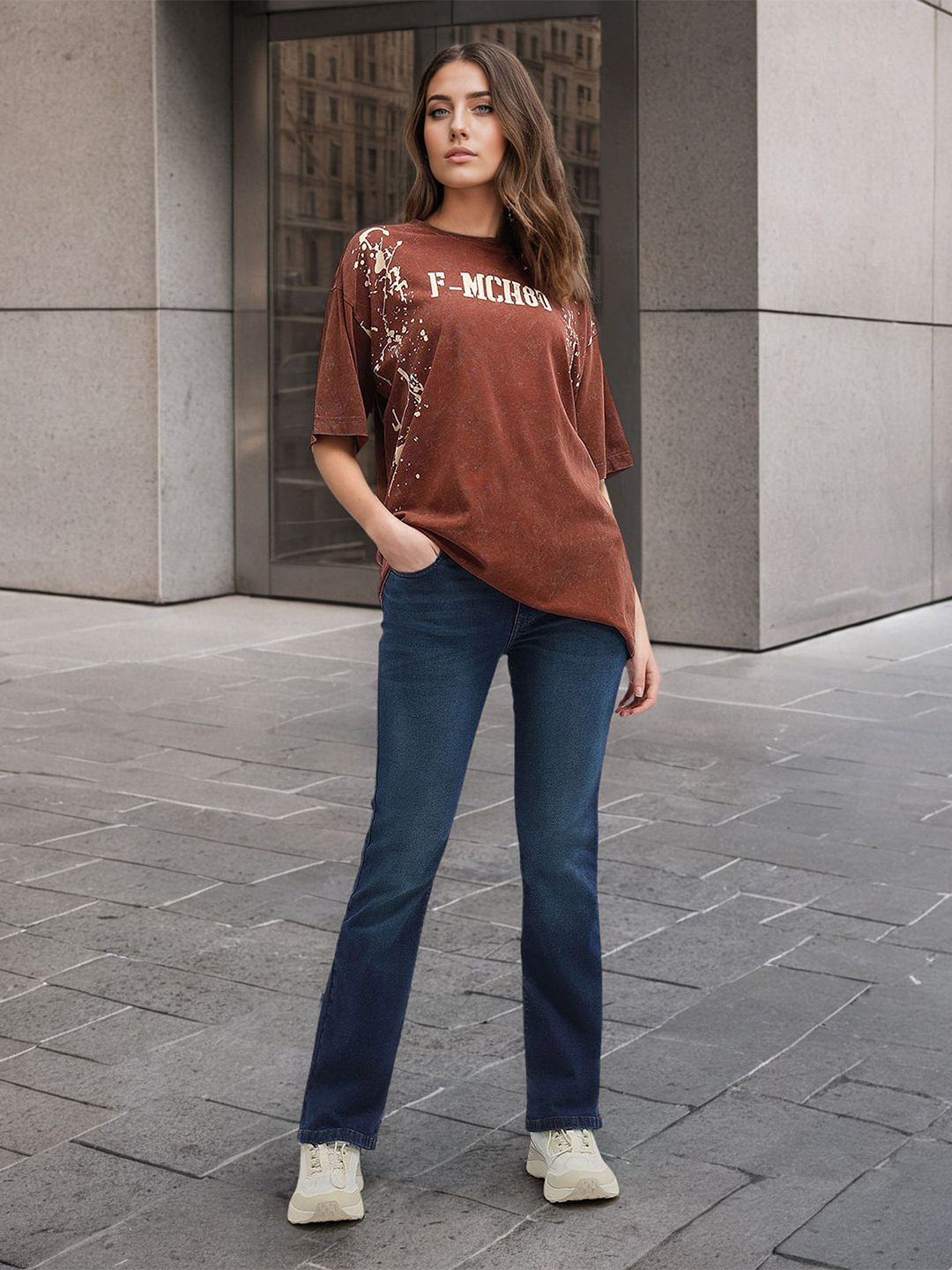 Flying Machine Women Bootcut Mid-Rise Cotton Light Fade Stretchable Jeans