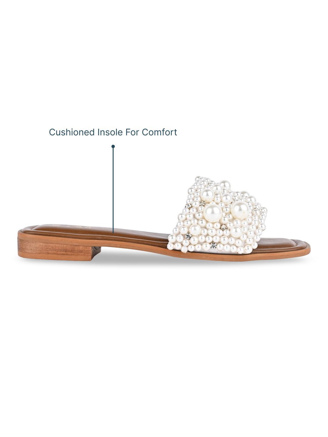 Buy CAI Cluster of Pearls Strap Embellished Open Toe Flats - Flats