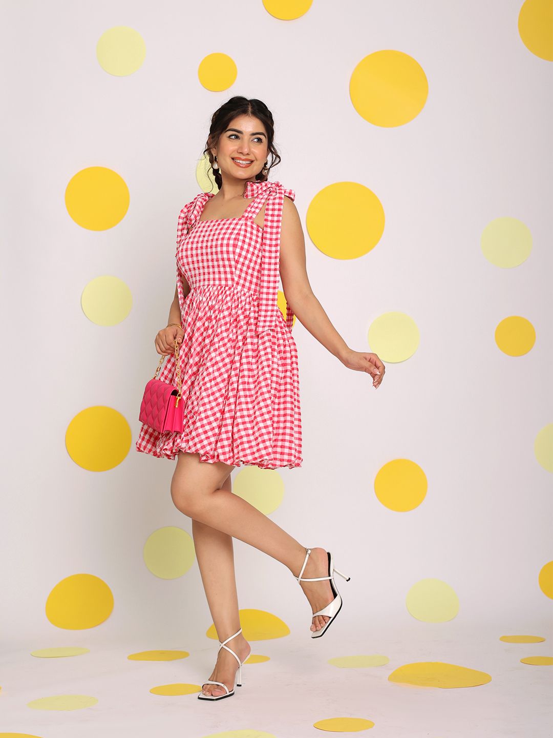 open lace back dress Pretty Pink Satin Floor Length Bridesmaid Dresses V-Neck Off The Shoulder main image 1