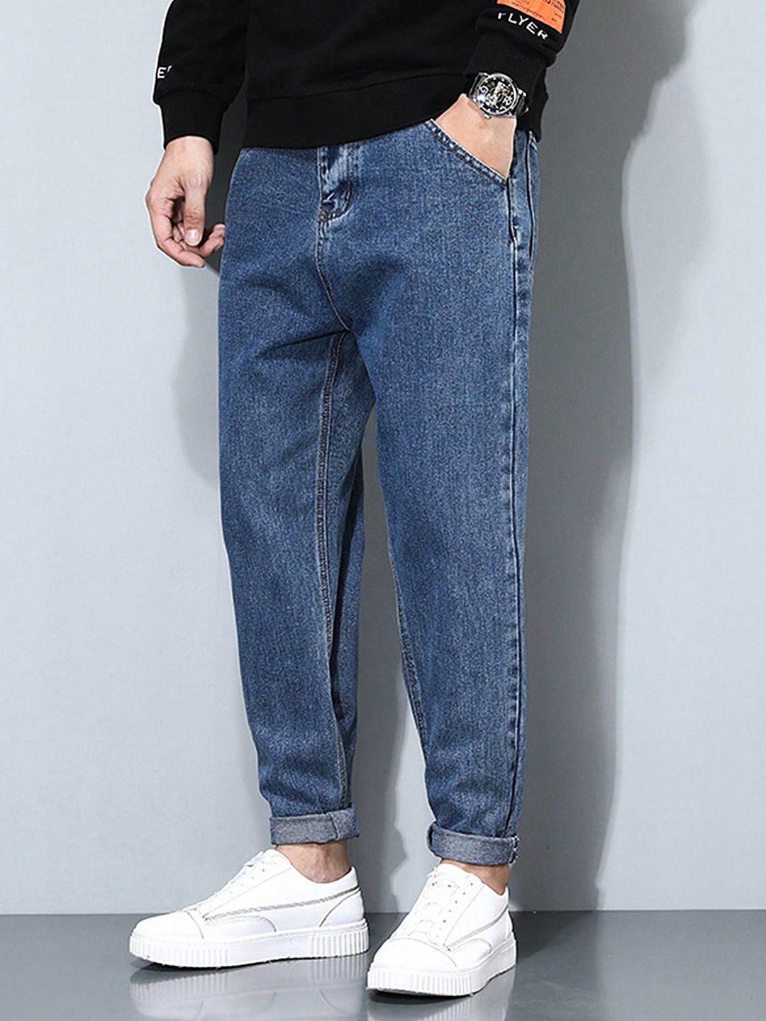 Ben Martin Men Carrot Tapered Fit High-Rise Stretchable Jeans