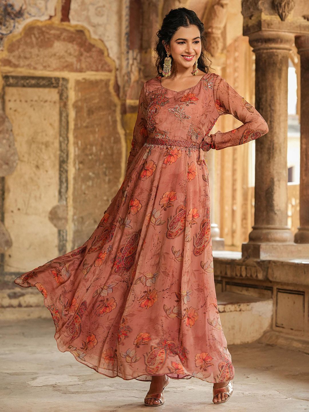 fit and flare ethnic dress Buy Floral Printed Fit Flare Maxi Ethnic Dress at Rs. 999 online from Chansi Trendz Ethnic Dresses : CT-359