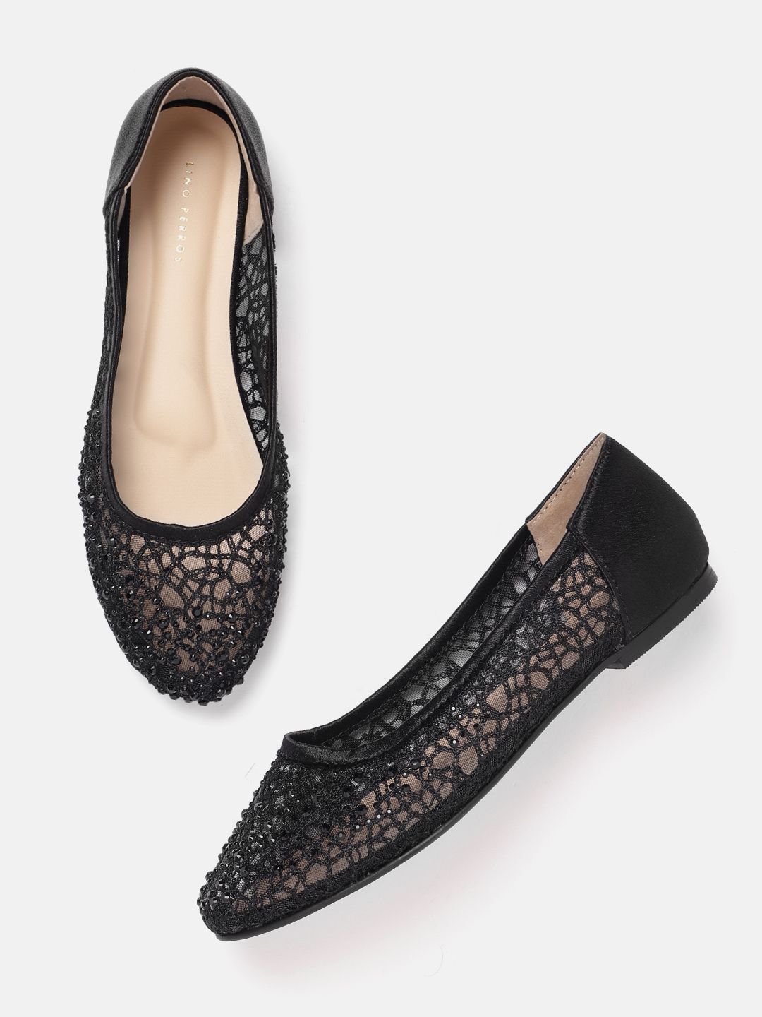 Lino Perros Women Woven Design Embellished Ballerinas