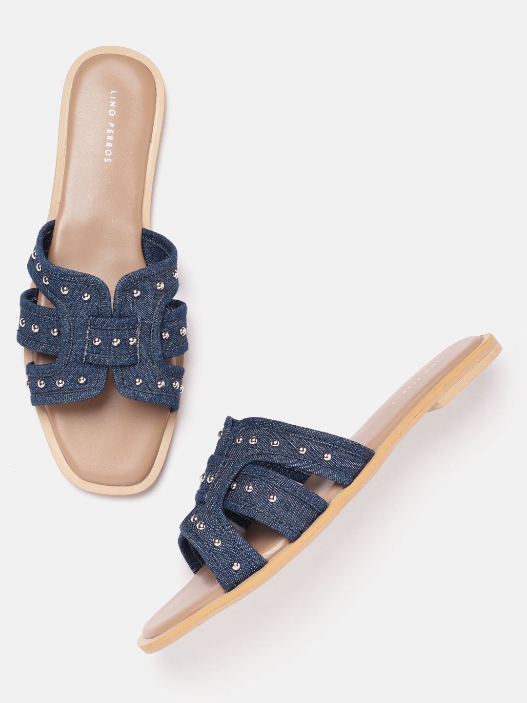 Women Open Toe Flats Lino Perros Women Metallic Detail Open Toe Flats
