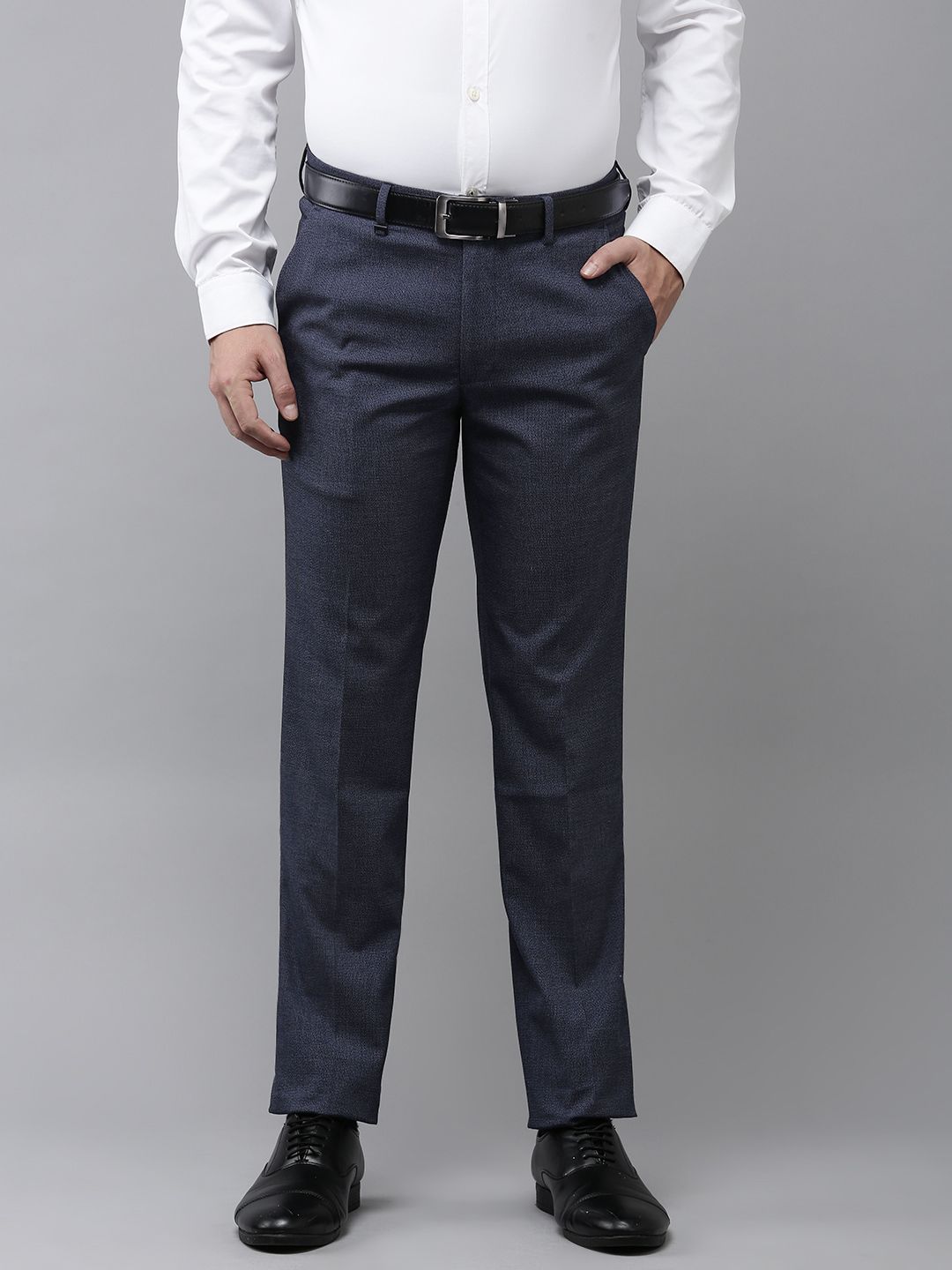 Van Heusen Men Textured Slim Fit Formal Trousers deal from myntra