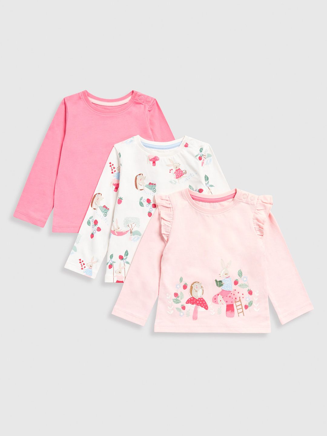 mothercare Girls Pack Of 3 Conversational Printed Cotton T-shirts
