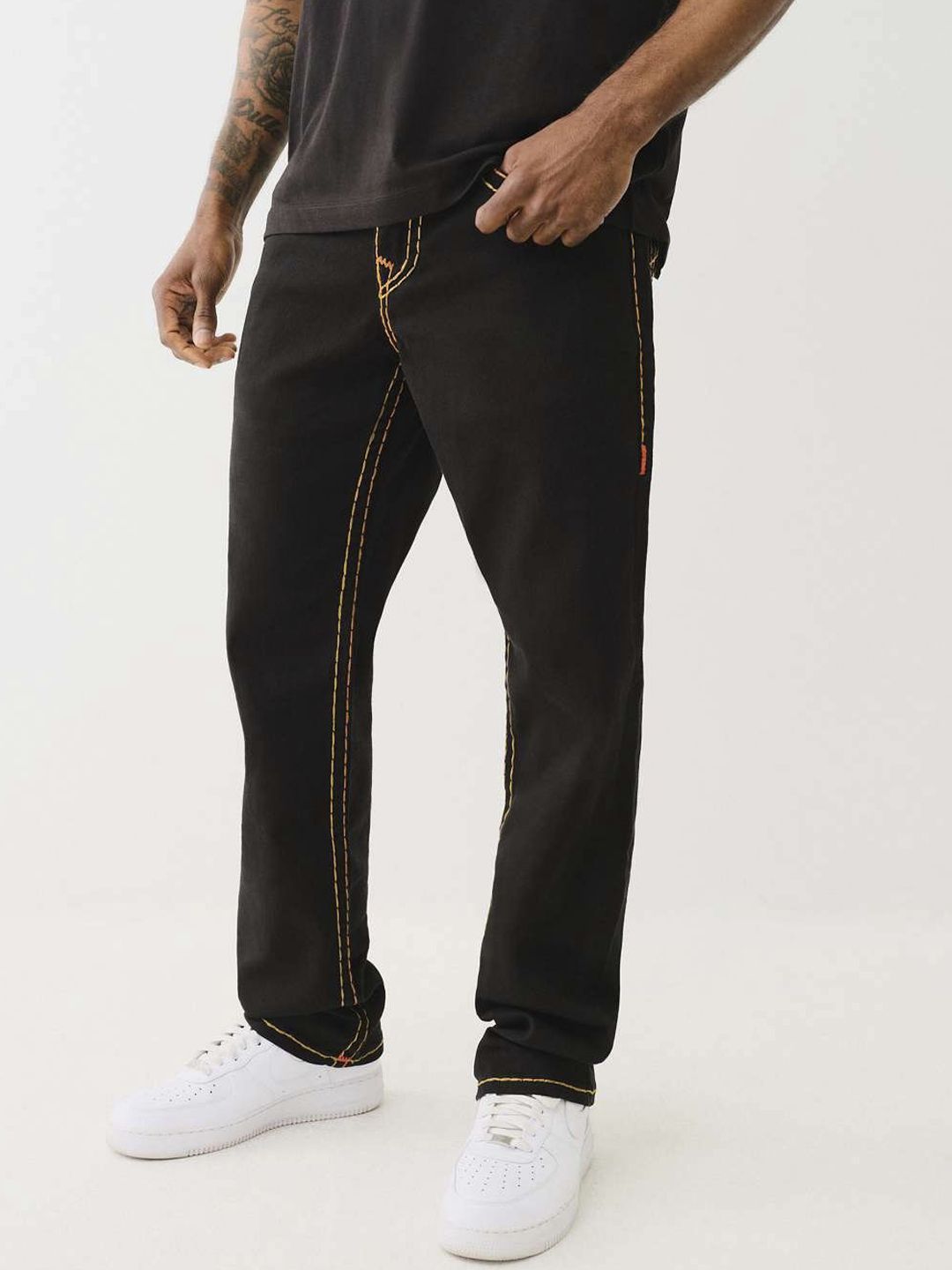 Buy True Religion Super T Ricky Straight Fit Black Mid-Rise Solid