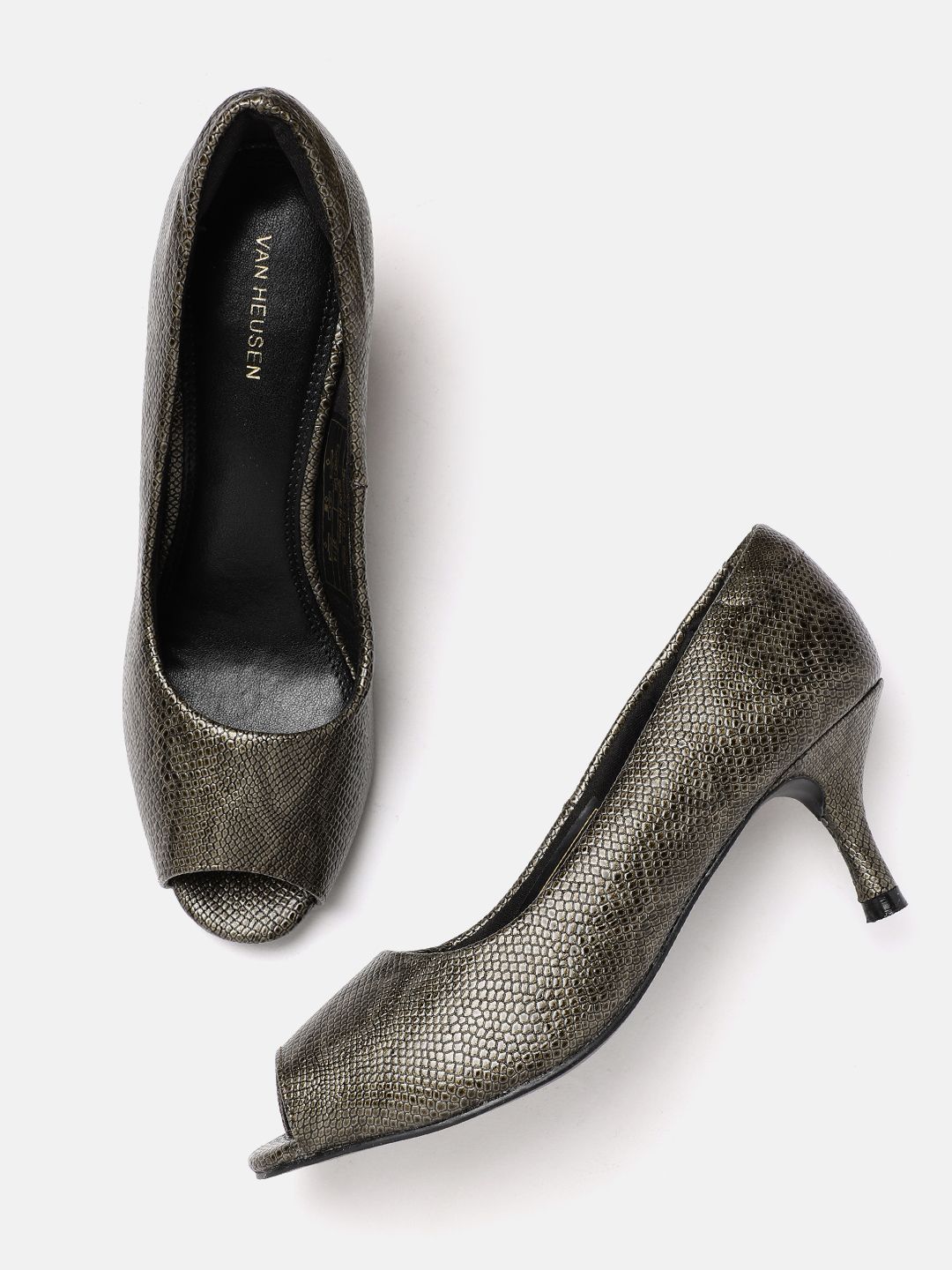 Van Heusen Textured Block Heel Peep Toes