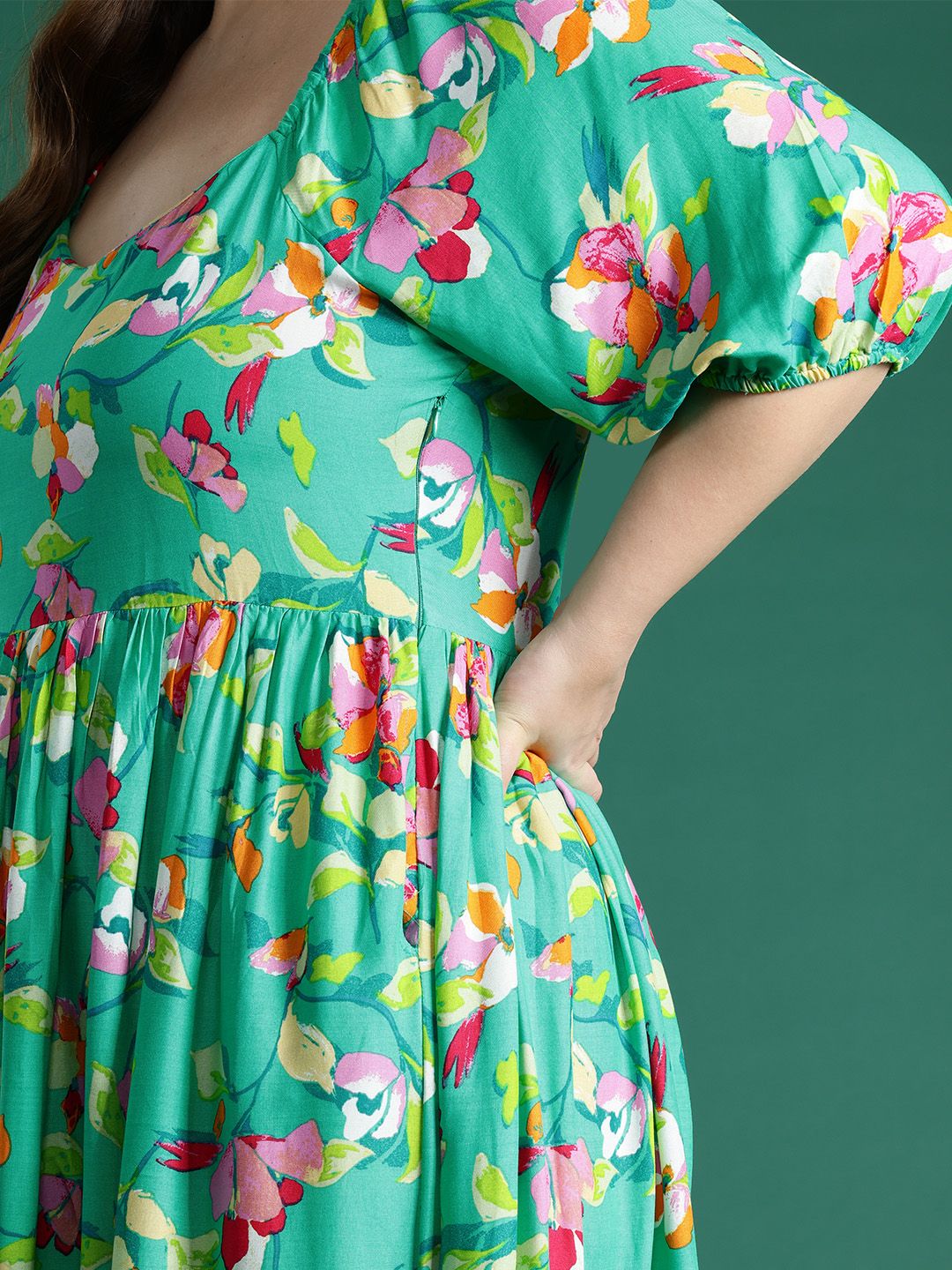green emerald velvet dress SASSAFRAS Blue Ethnic Motifs Printed Flared Mini Fit & Flare Dress  Myntra  International