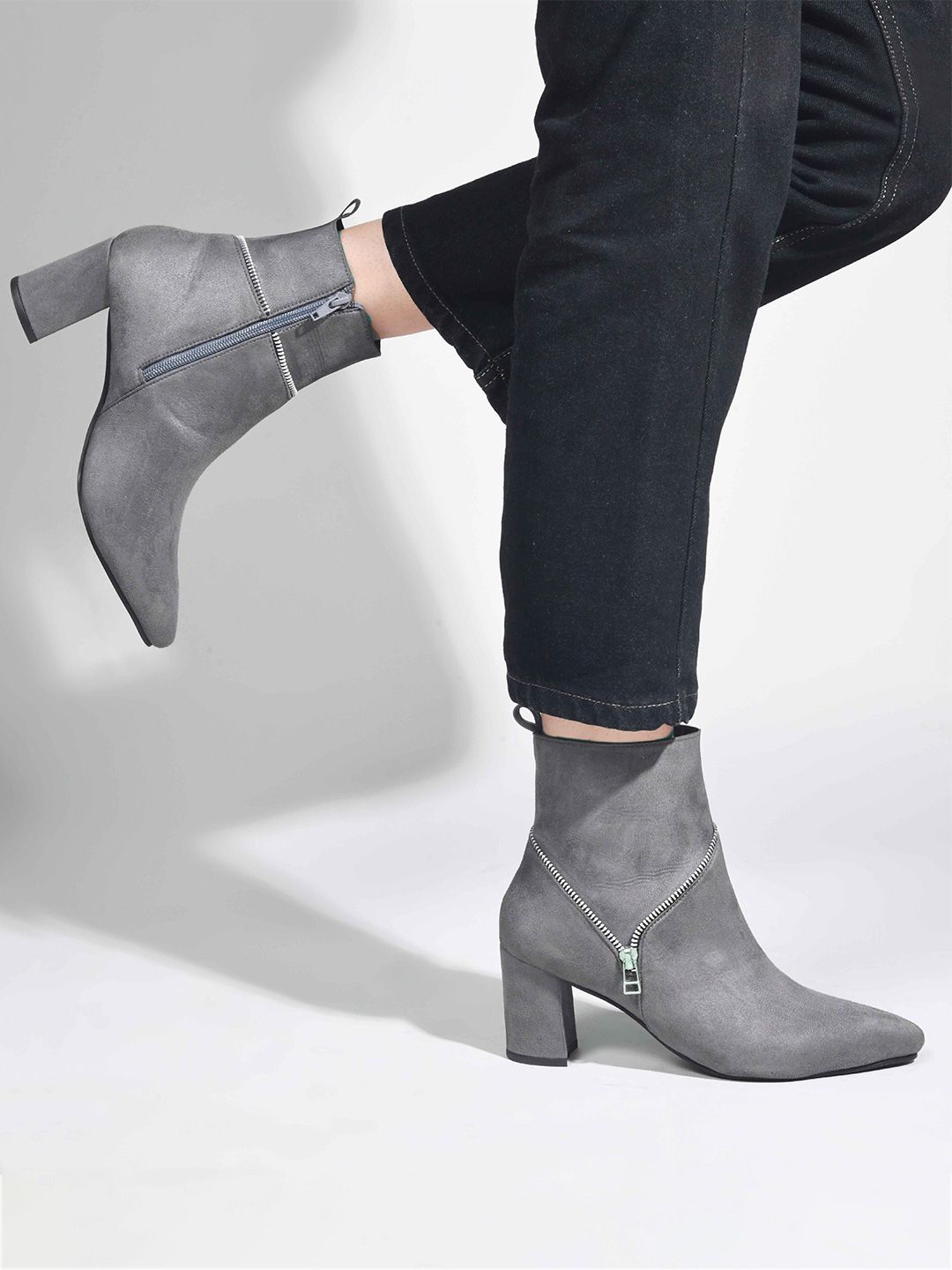 SHUZ TOUCH Women Solid Mid-Top Heeled Regular Boots
