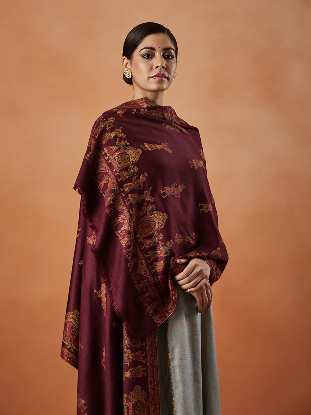 Pashmoda Pari Mahal Kaani Ethnic Motifs Woven Design Shawl