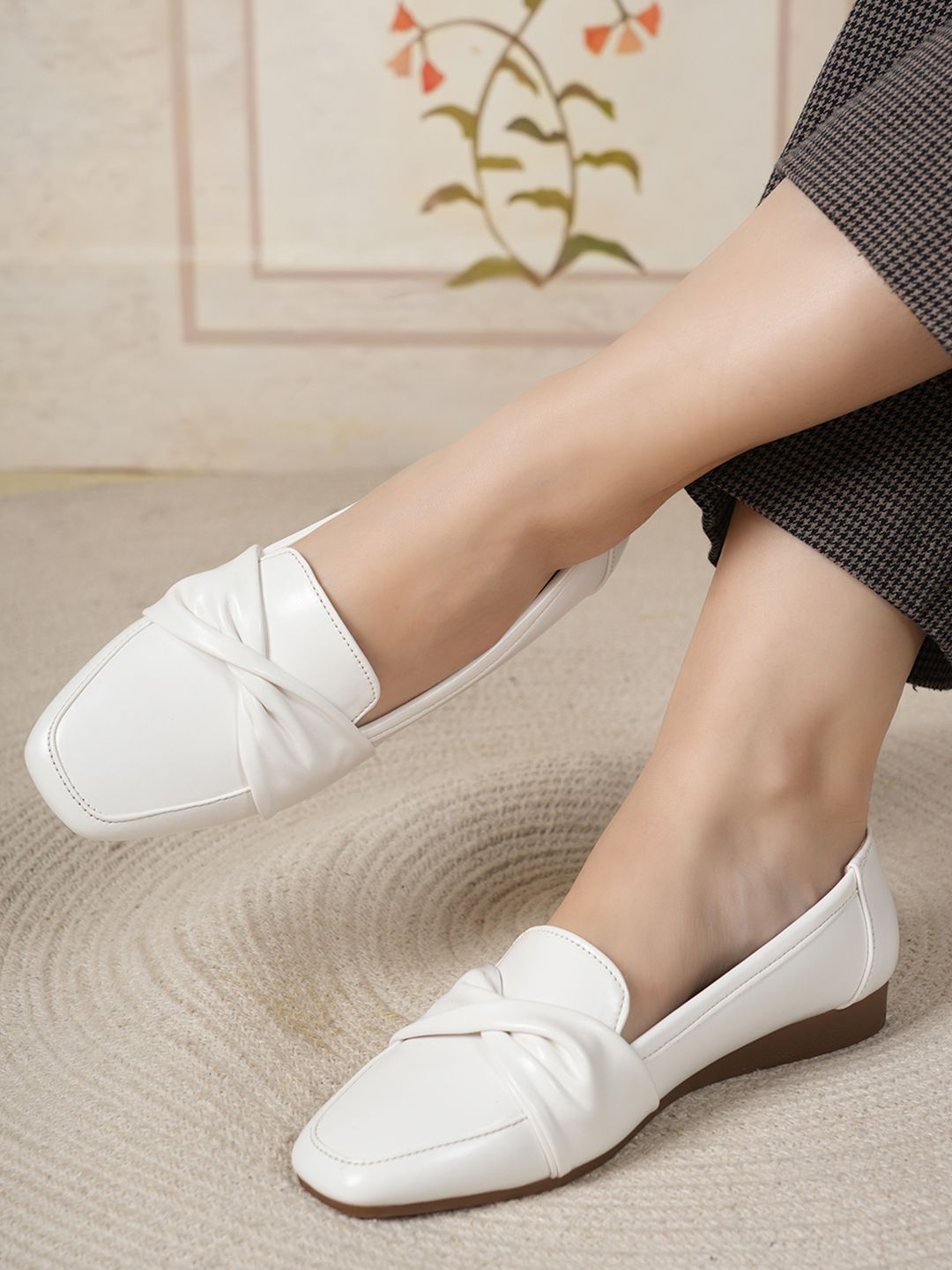 Mast & Harbour Women Solid Square Toe Ballerinas Flats