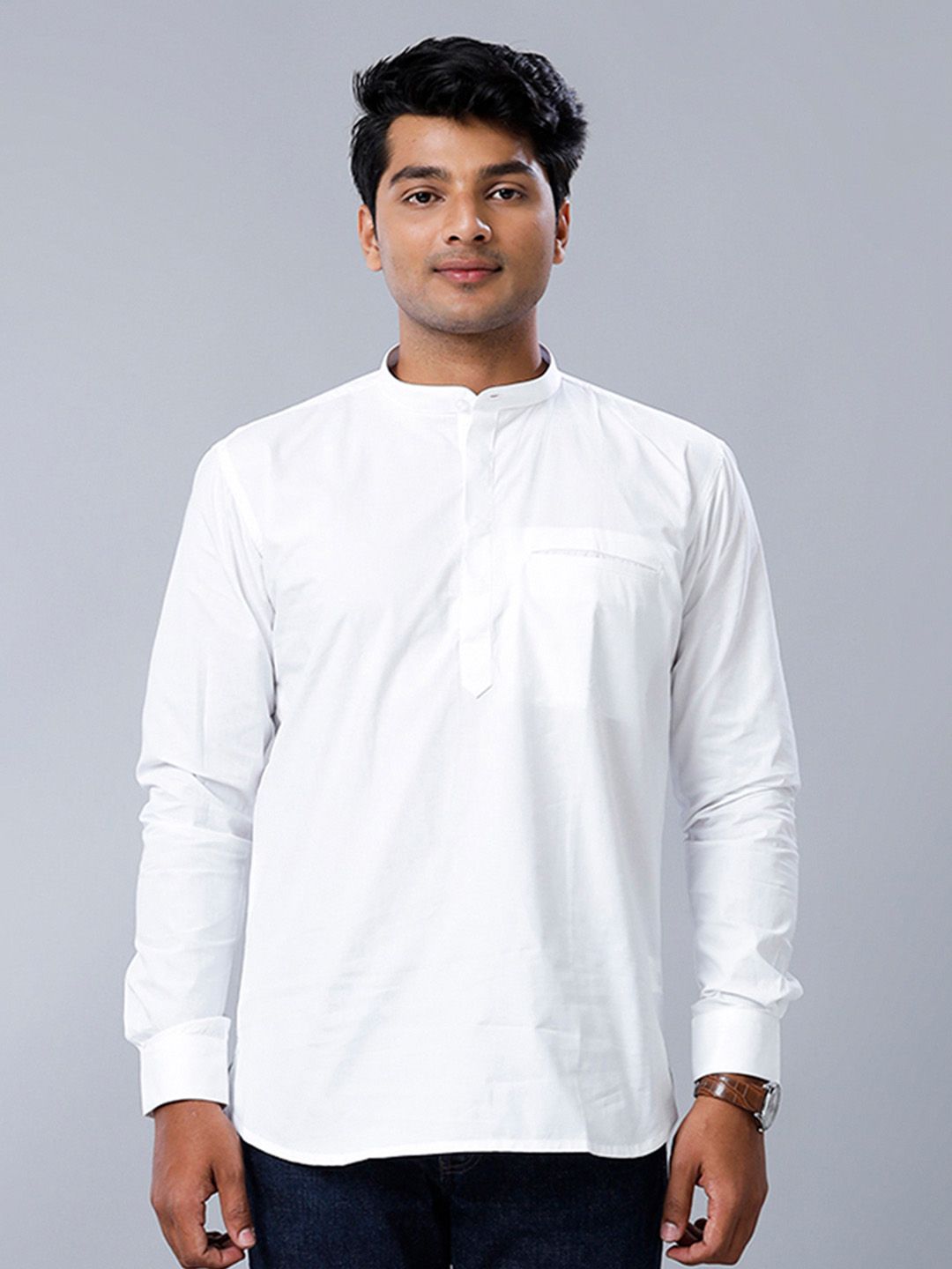 Ramraj Mandarin Collar Straight Short Kurta