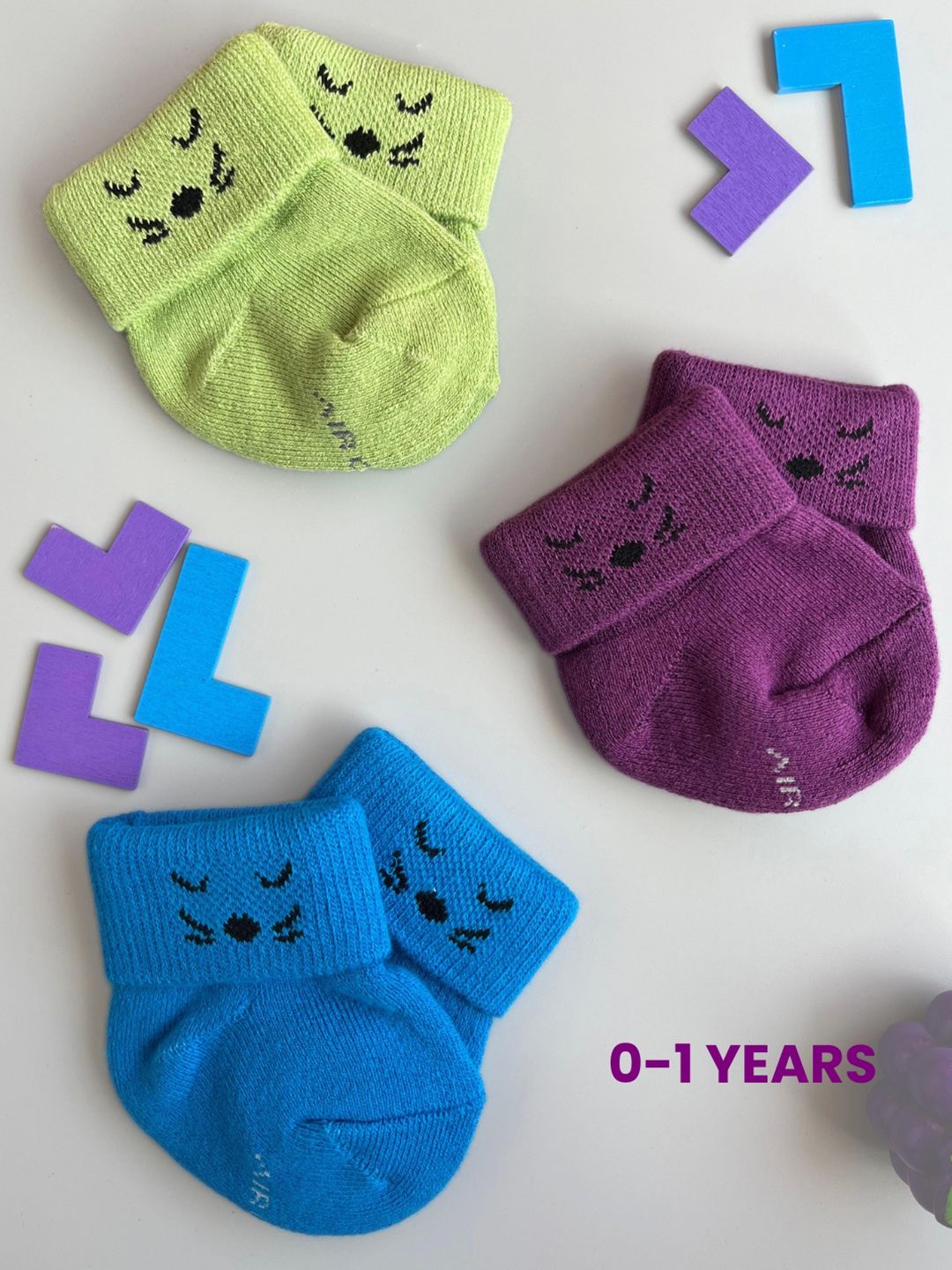 AIR GARB KidsUnisex Pack Of 3 kittensPatterned Ankle Length Socks