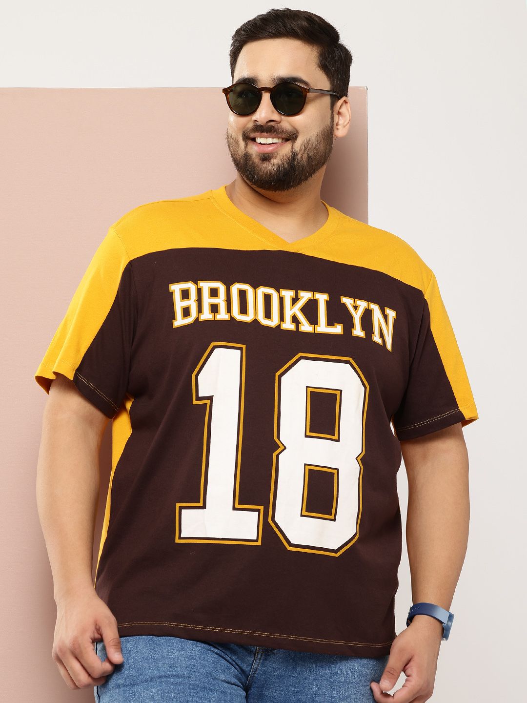 Sztori Men Plus Size Typography Colourblocked Pure Cotton T-shirt