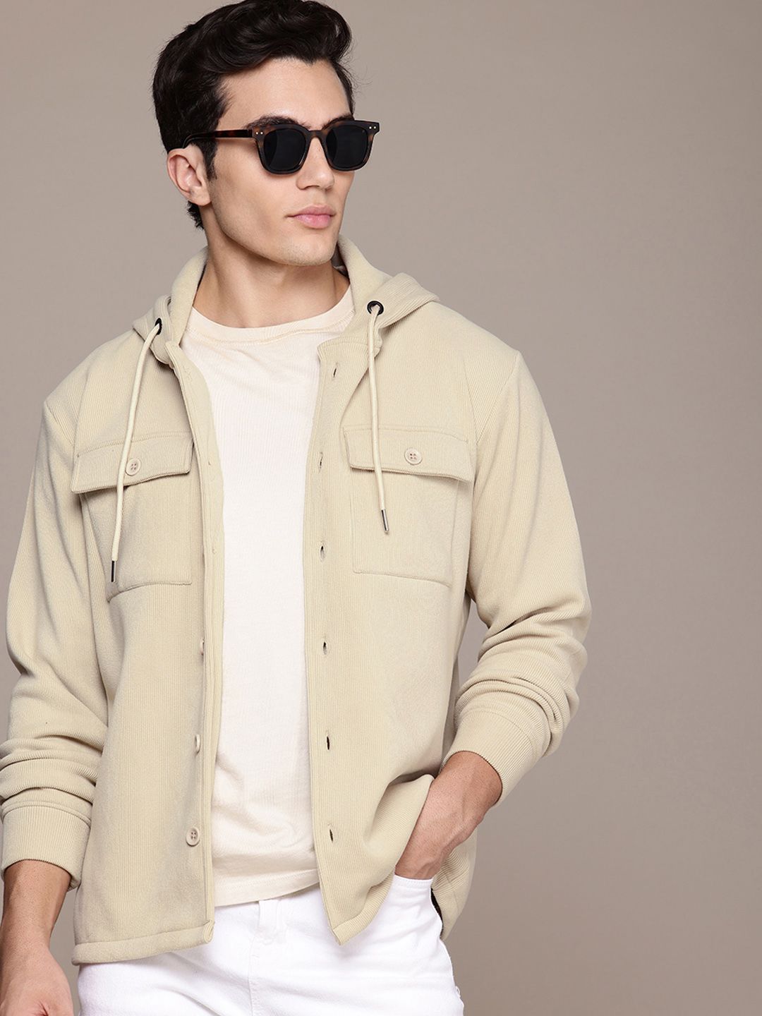 French Connection Outdoor Open Front Hooded Jacket