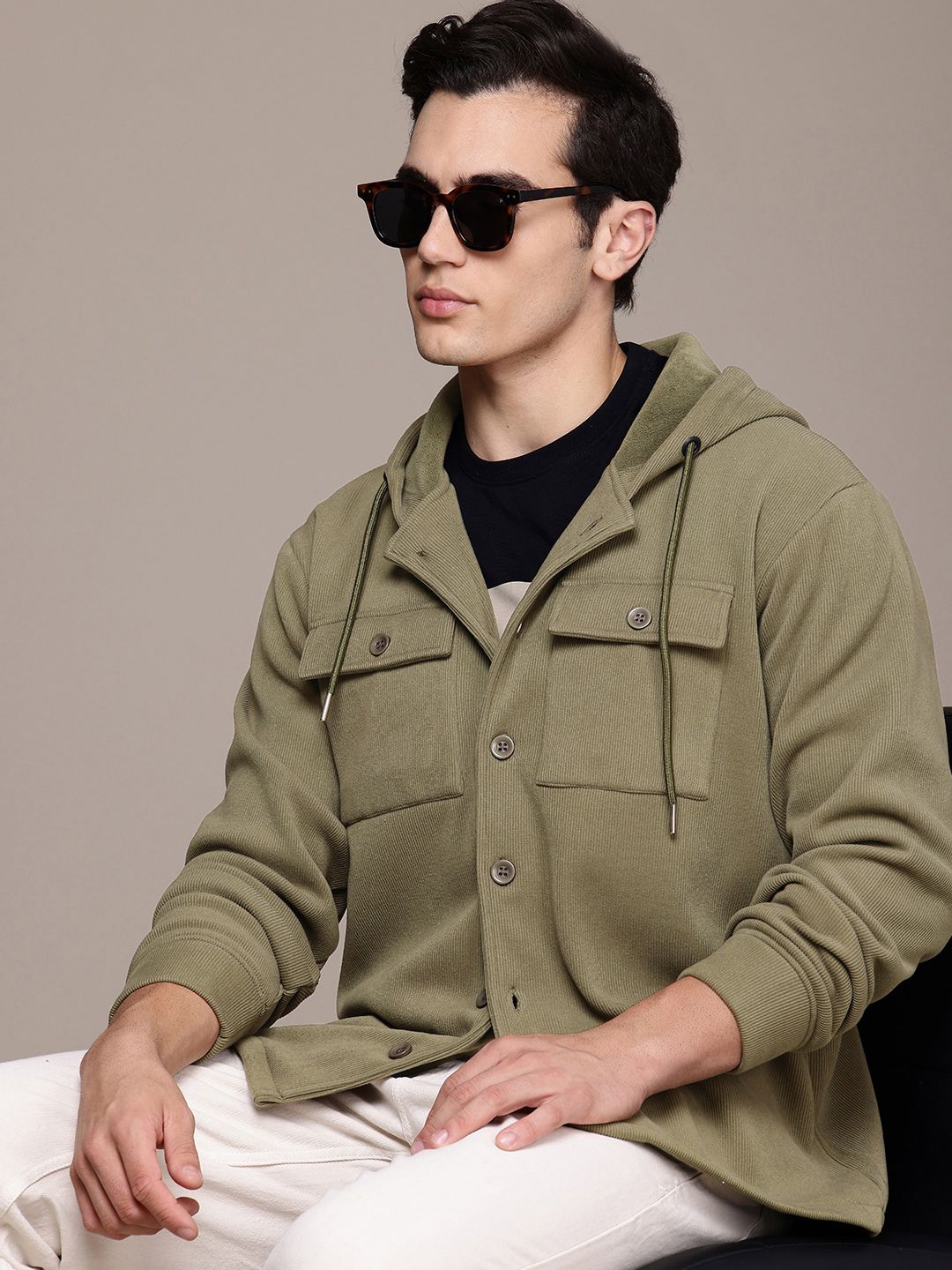 French Connection Outdoor Open Front Hooded Jacket