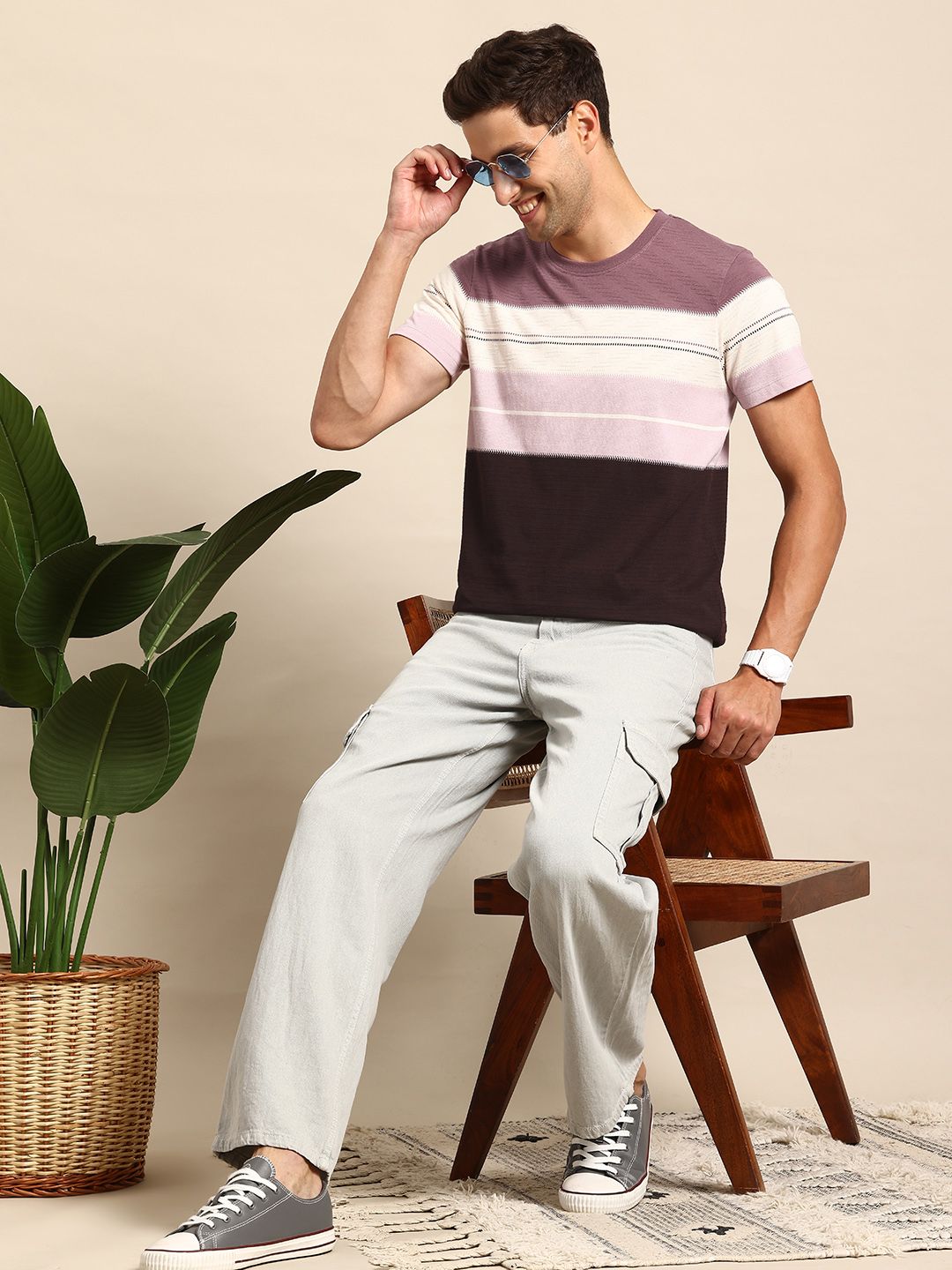 Mast & Harbour Men Colourblocked T-shirt