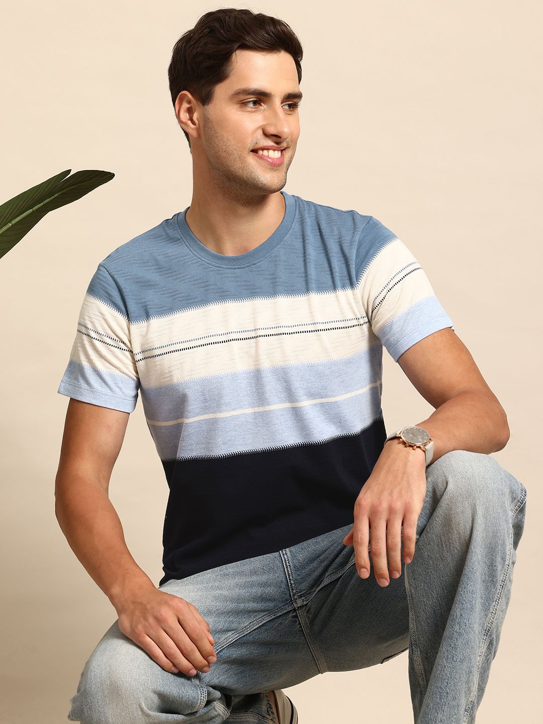 Mast & Harbour Men Colourblocked T-shirt