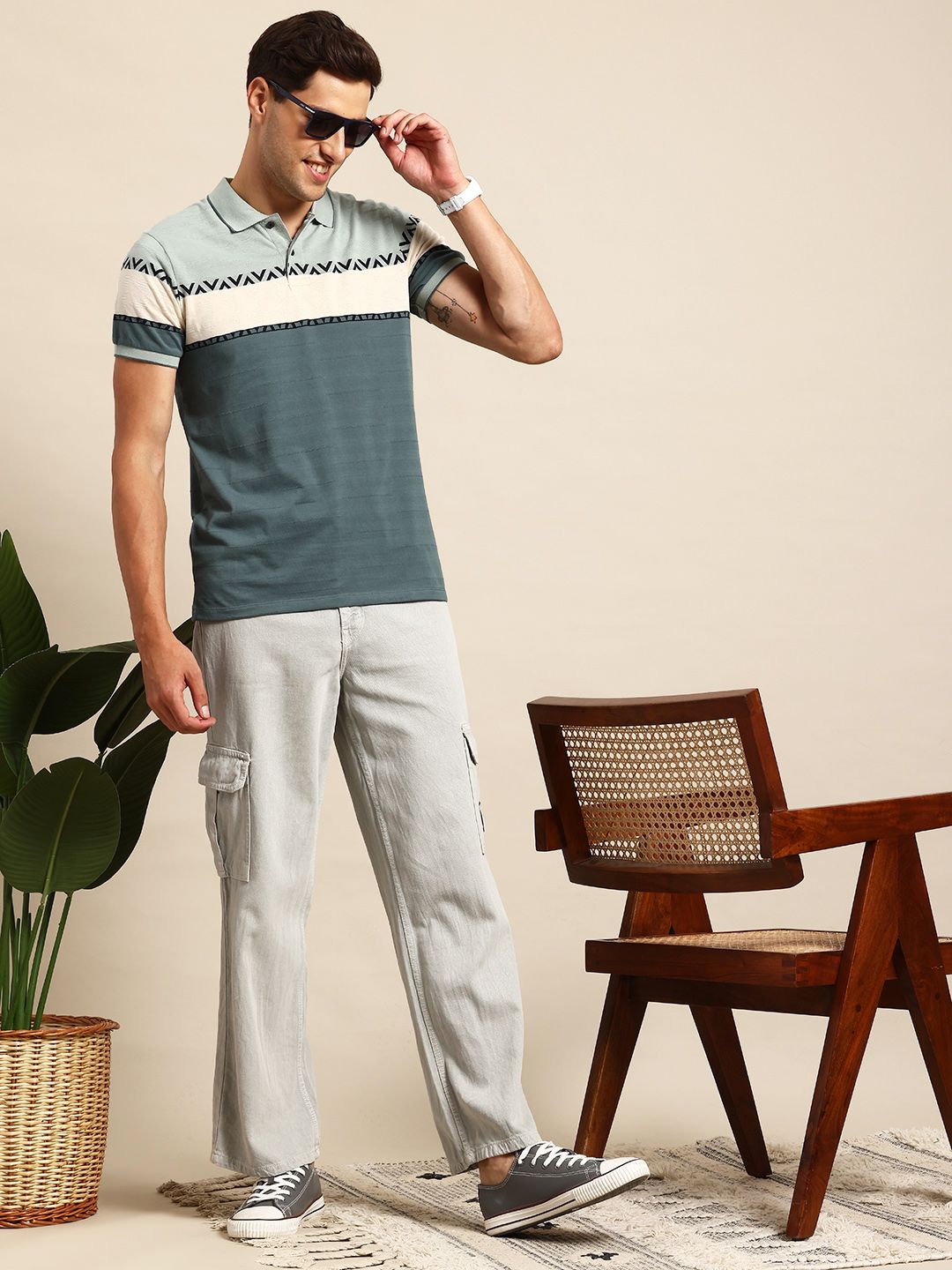 Mast & Harbour Men Colourblocked Polo Collar T-shirt
