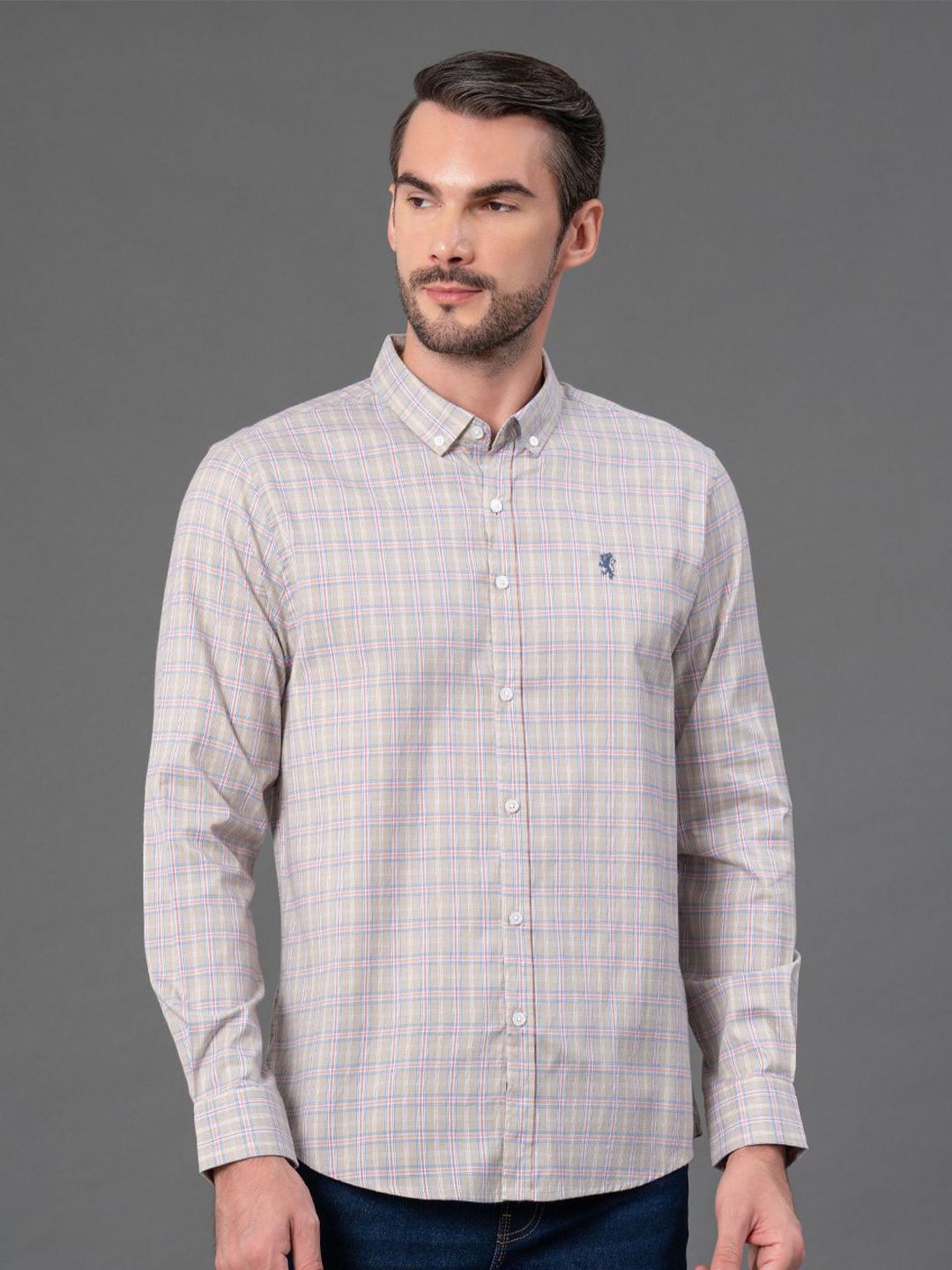 Red Tape Tartan Checked Button-Down Collar Casual Shirt