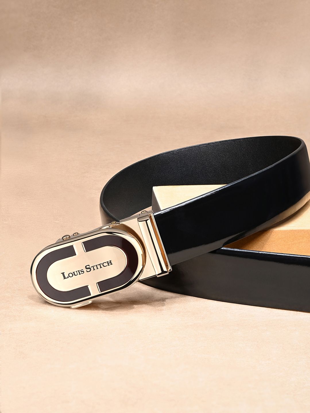 LOUIS STITCH Premium VT Leather Men Auto Lock Buckle Belt