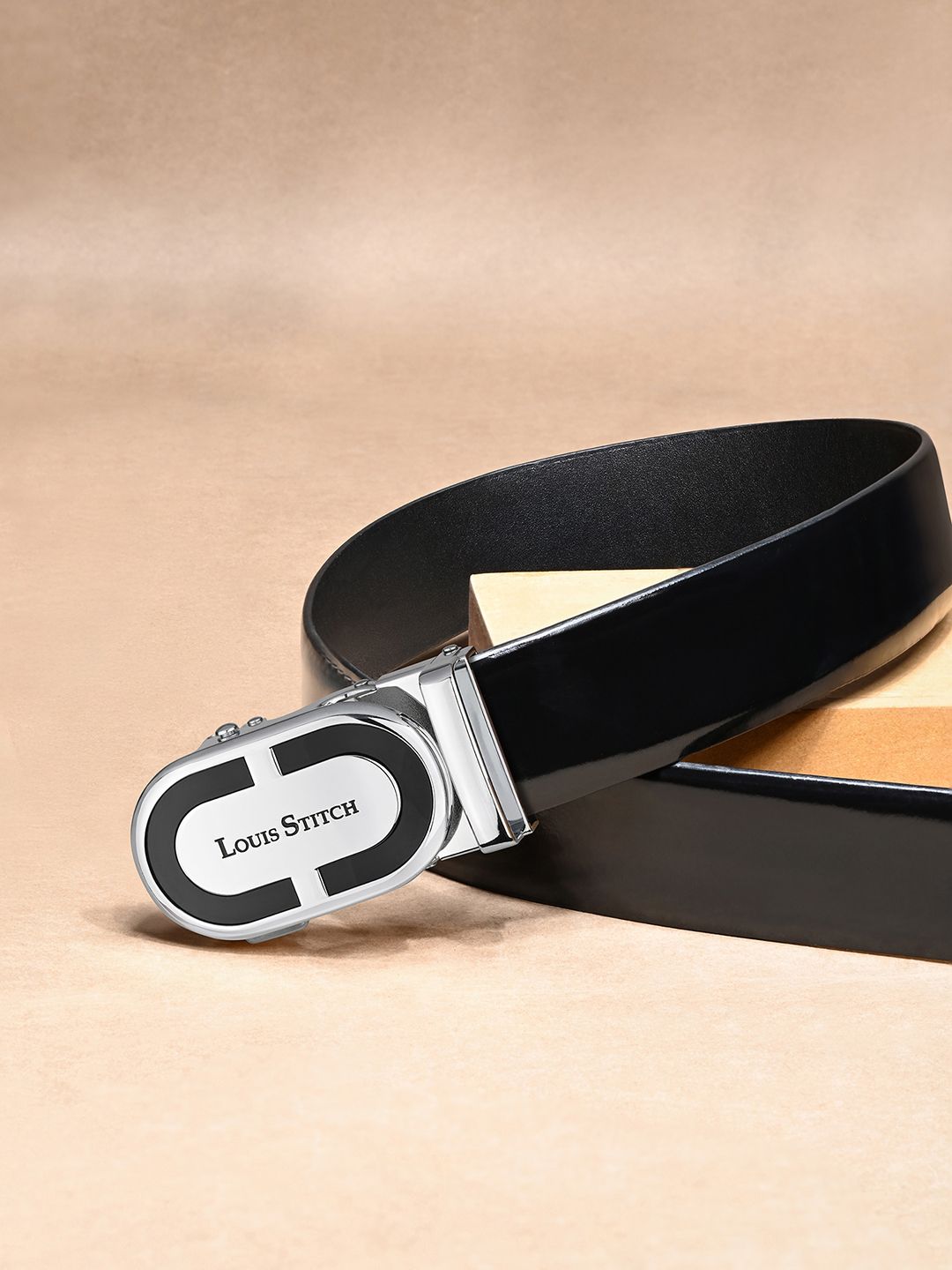 LOUIS STITCH Premium VT Leather Men Auto Lock Buckle Belt