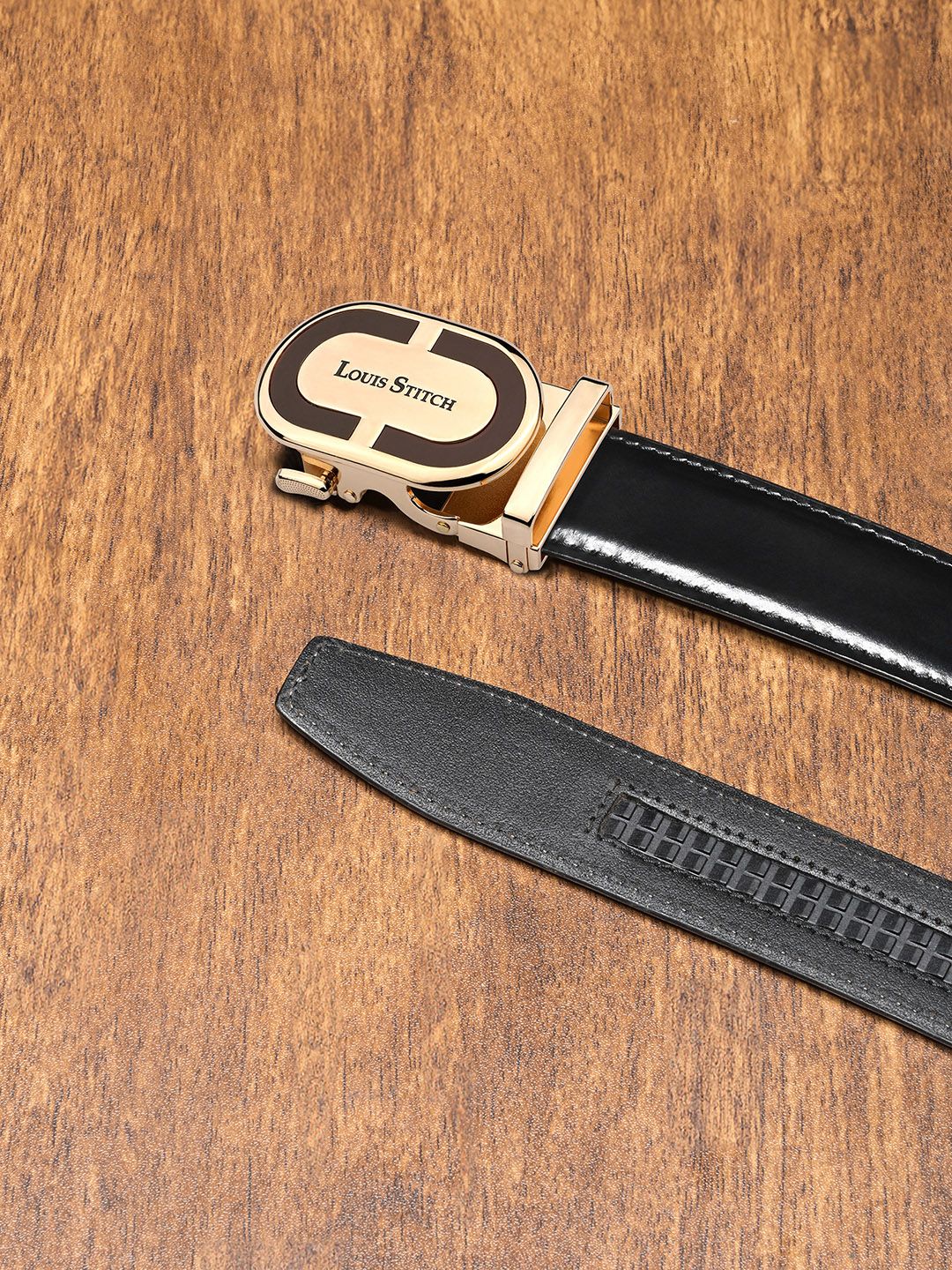 LOUIS STITCH Premium VT Leather Men Auto Lock Buckle Belt