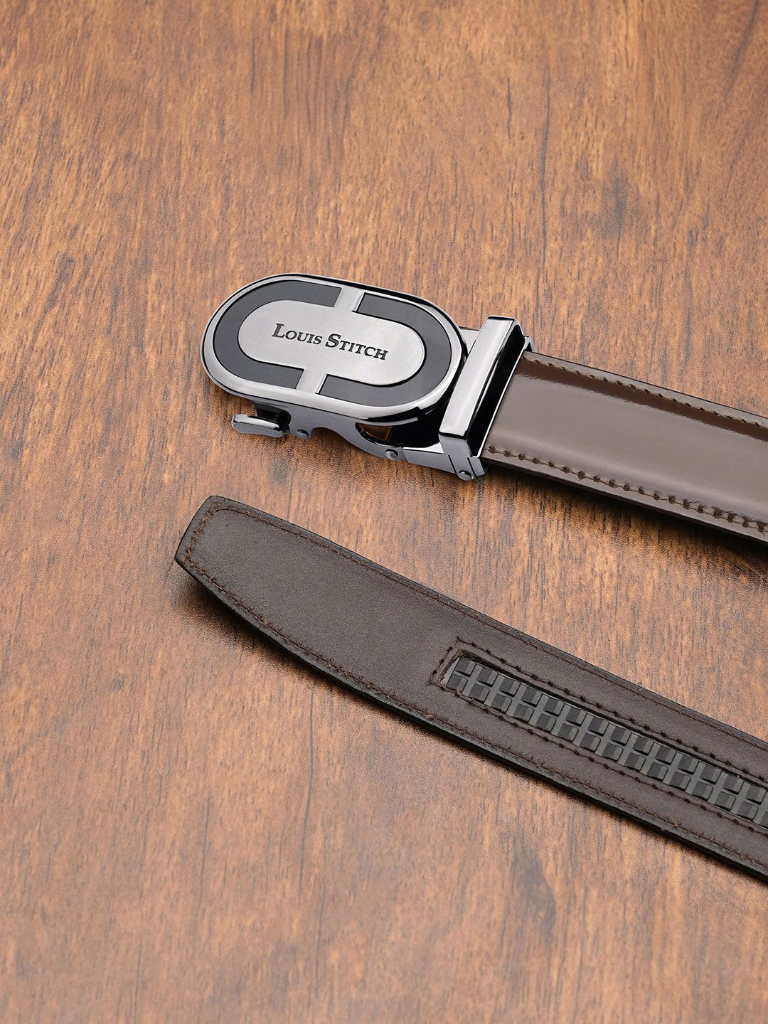 LOUIS STITCH Premium VT Leather Men Auto Lock Buckle Belt
