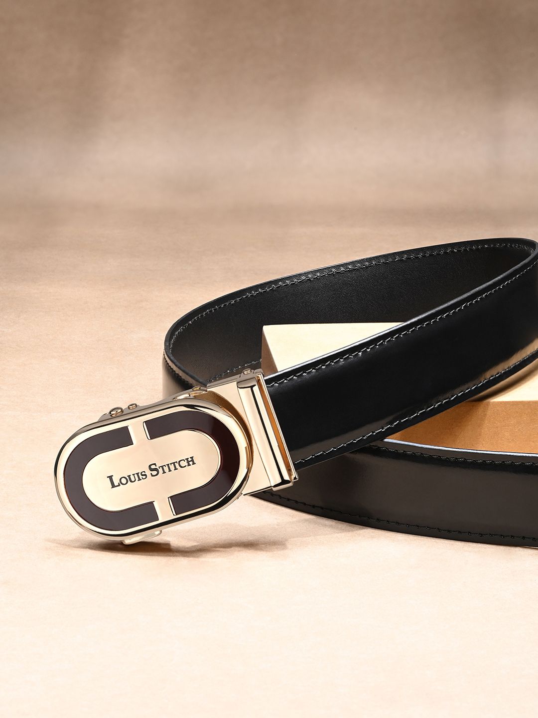 LOUIS STITCH Premium VT Leather Men Auto Lock Buckle Belt