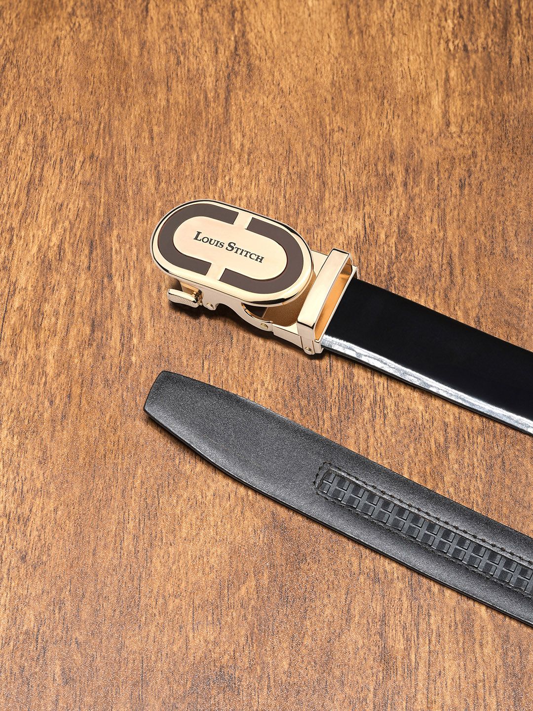LOUIS STITCH Premium VT Leather Men Auto Lock Buckle Belt
