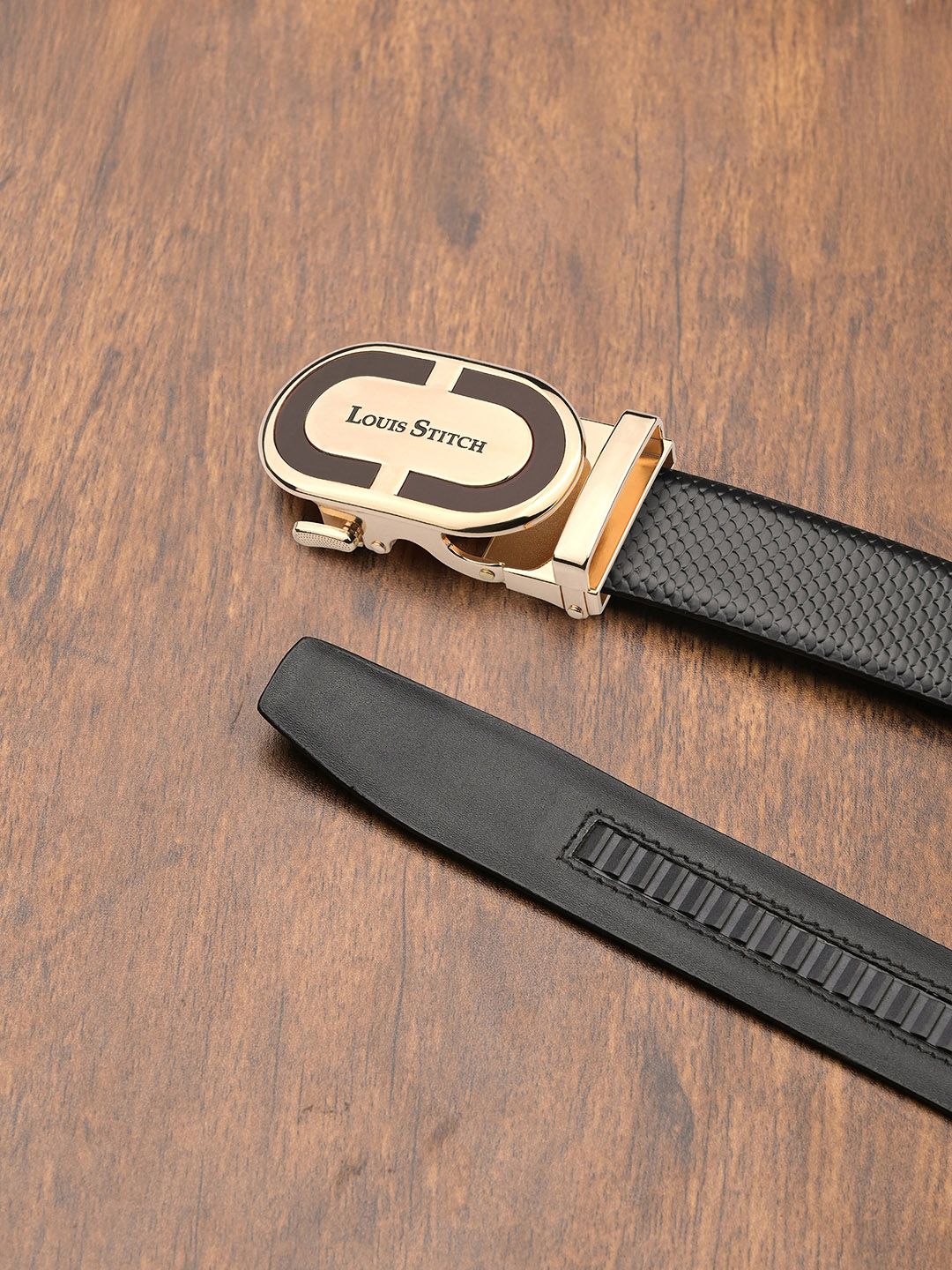 LOUIS STITCH Premium VT Leather Men Auto Lock Buckle Belt