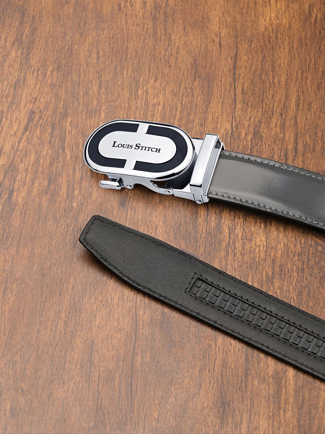 LOUIS STITCH Premium VT Leather Men Auto Lock Buckle Belt