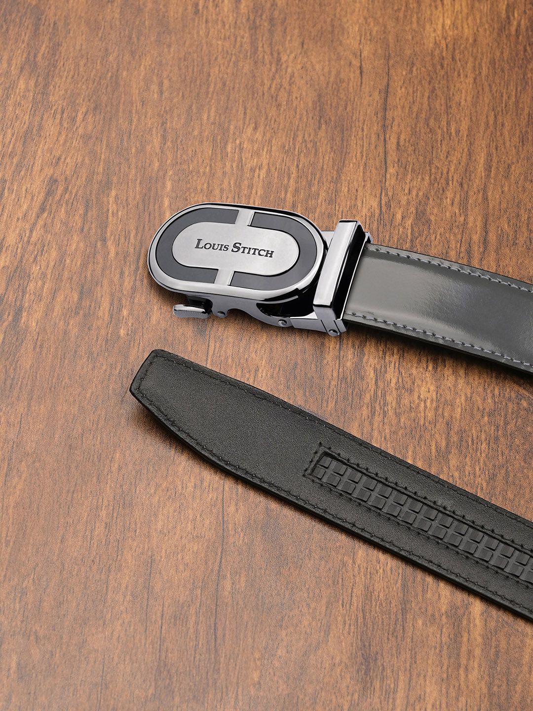 LOUIS STITCH Premium VT Leather Men Auto Lock Buckle Belt