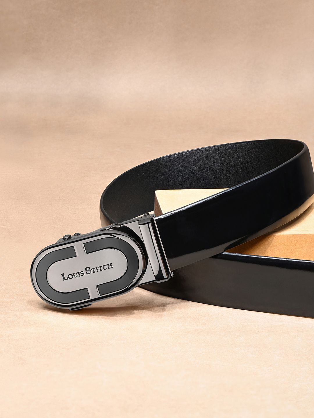 LOUIS STITCH Premium VT Leather Men Auto Lock Buckle Belt